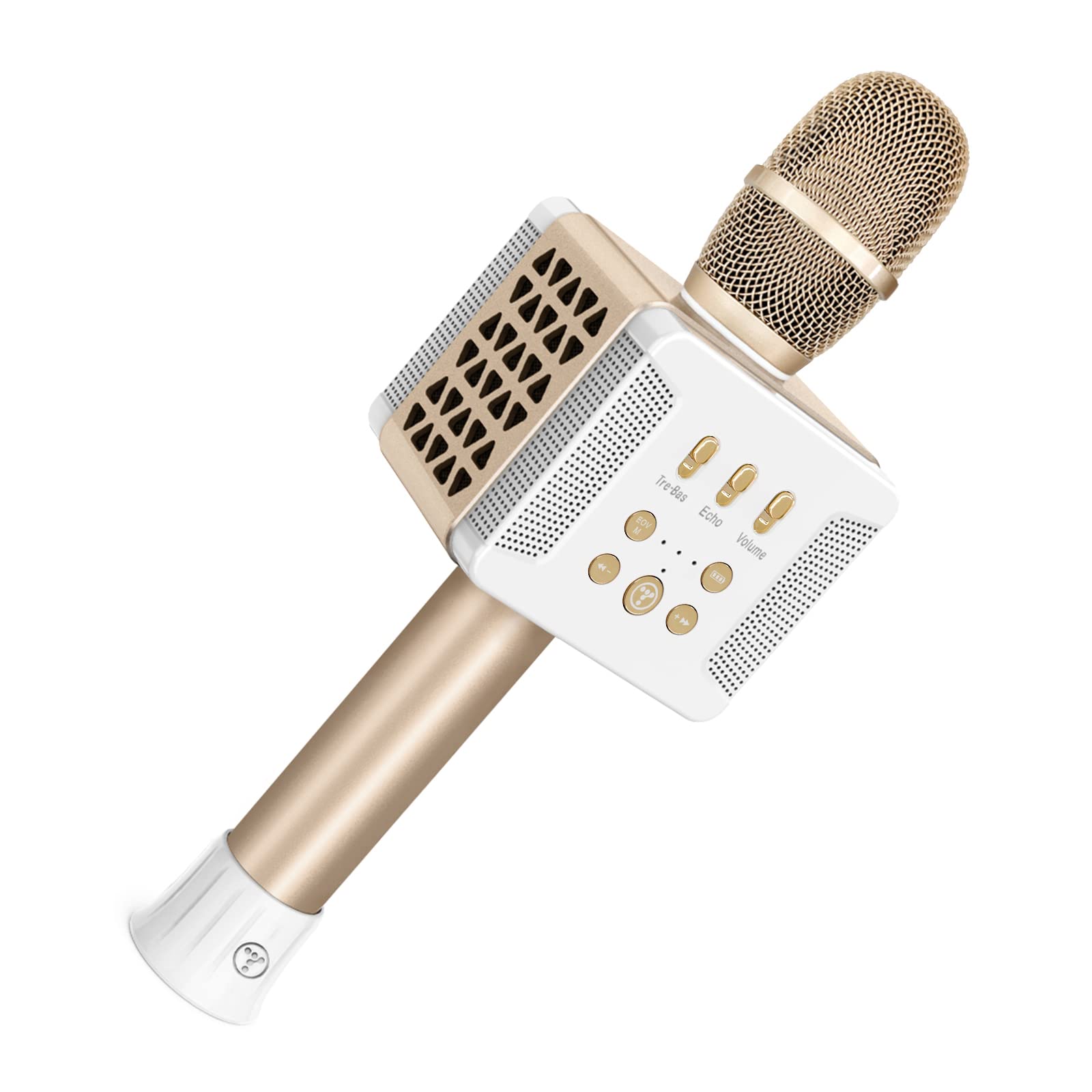 TOSING 016 Wireless Karaoke Microphone for Adults - 20W Bluetooth Speaker with Bass, 4000mAh Battery, Dual 58mm Woofer - Perfect for Home Singing, Podcasting & Parties (Gold)