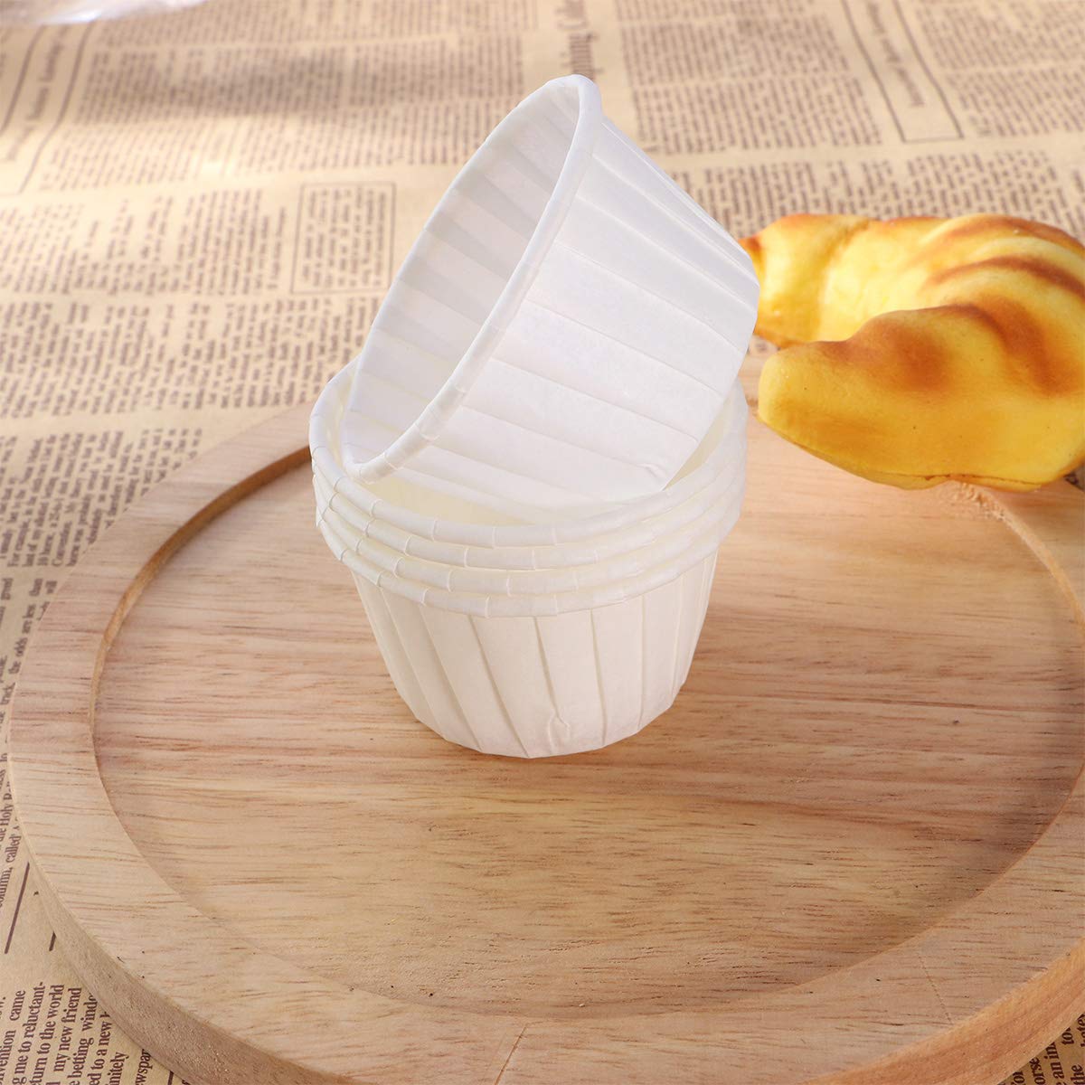 DOITOOL 50pcs Non-Stick Baking Paper Cups - White Cupcake Liners, Muffin Wrappers & Cake Roll Pans for Oven - Perfect for Birthday Parties, Baking, and Home Dessert Making