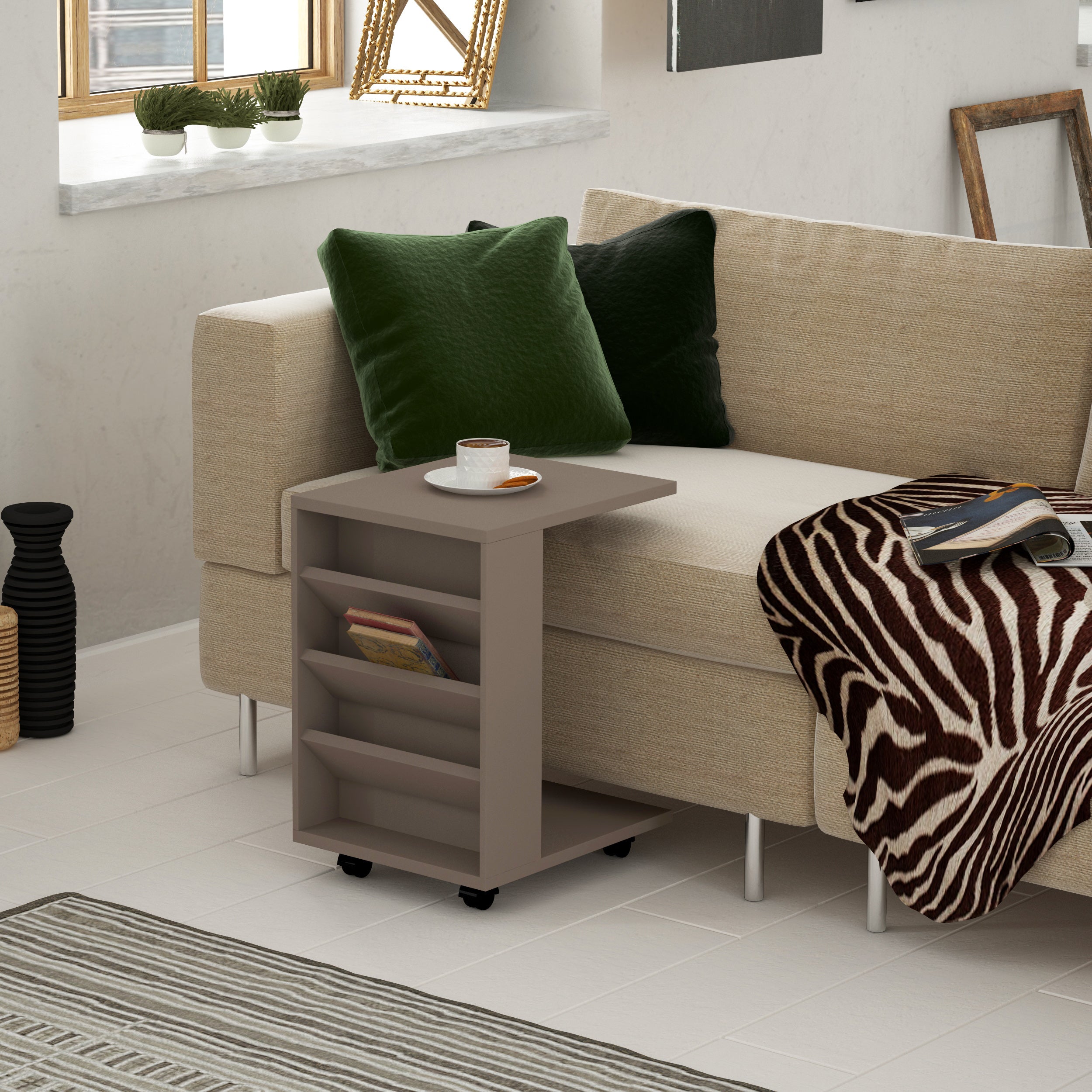 Joan Side Table - Modern Nightstand with Storage Shelf - Perfect for Bedroom, Living Room & Office