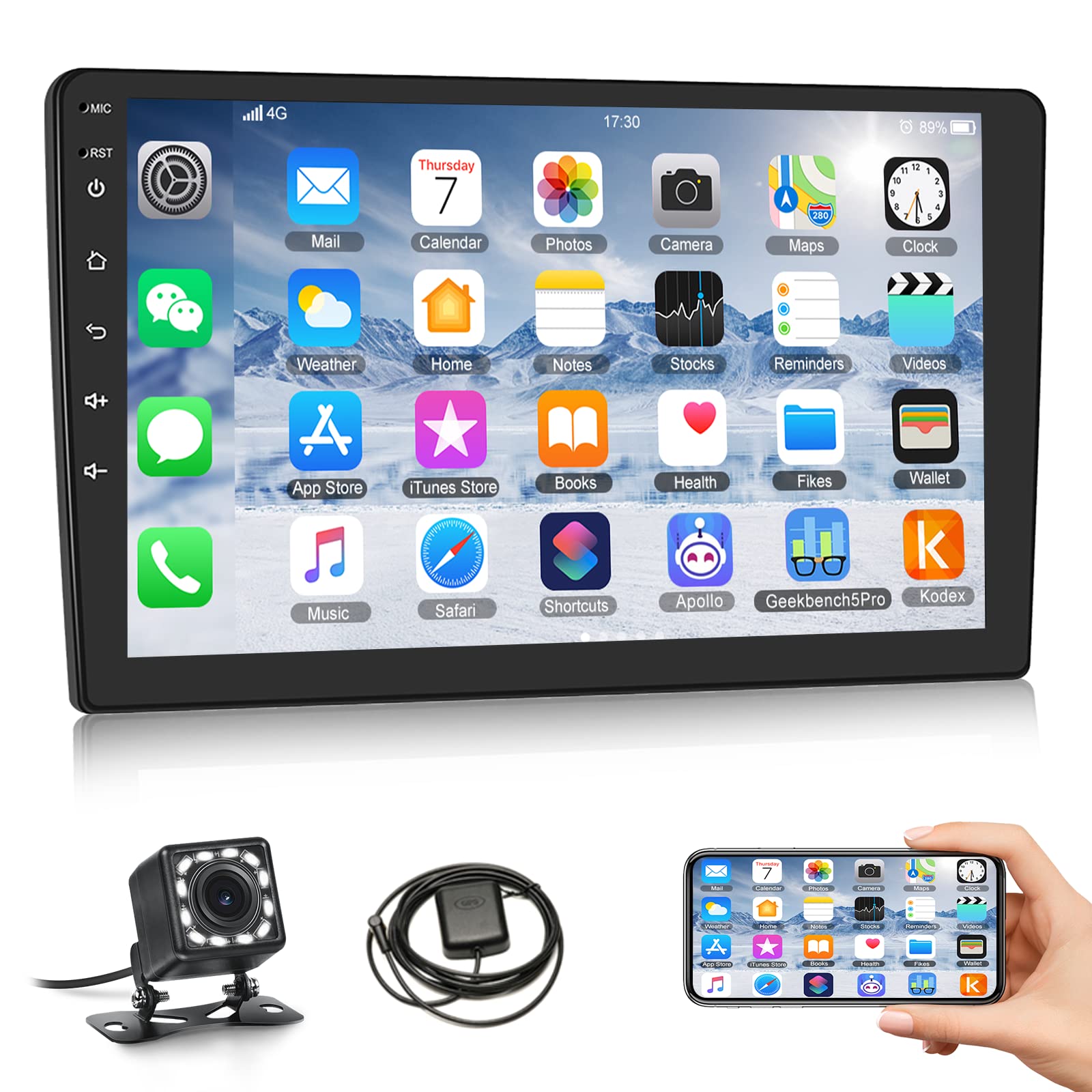 **10.1 Inch Android 10.0 Double Din Car Stereo with WiFi, GPS, Bluetooth & Mirror Link for Android/iOS – 1+32GB, Touch Screen, FM Radio, Dual USB, 12-LED Backup Camera – Perfect for Road Trips & Daily Commutes**