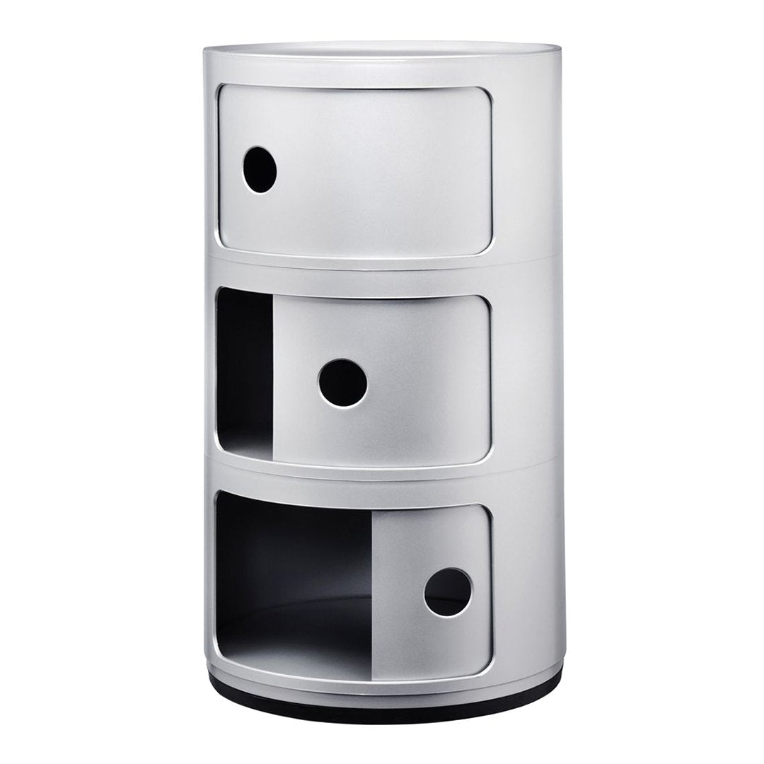 Componibili Round 3-Door Storage Tower - Modern Modular Organizer for Bedroom, Living Room & Office - Space-Saving Furniture Solution