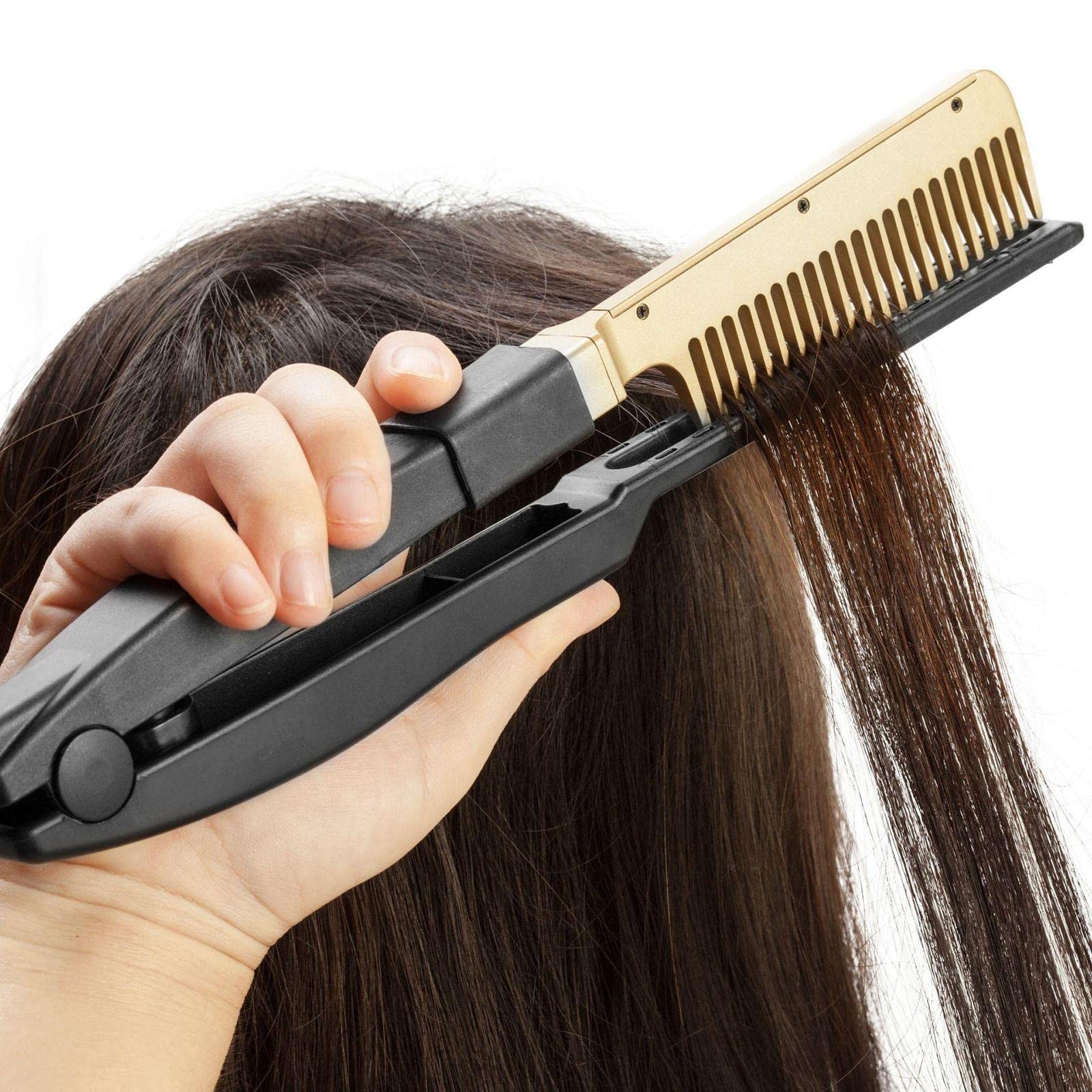 Portable Electric Hair Straightener Brush - Fast Heating Wet & Dry Hair Styling Tool for Smooth & Shiny Hair | Perfect for Travel, Home & Salon Use