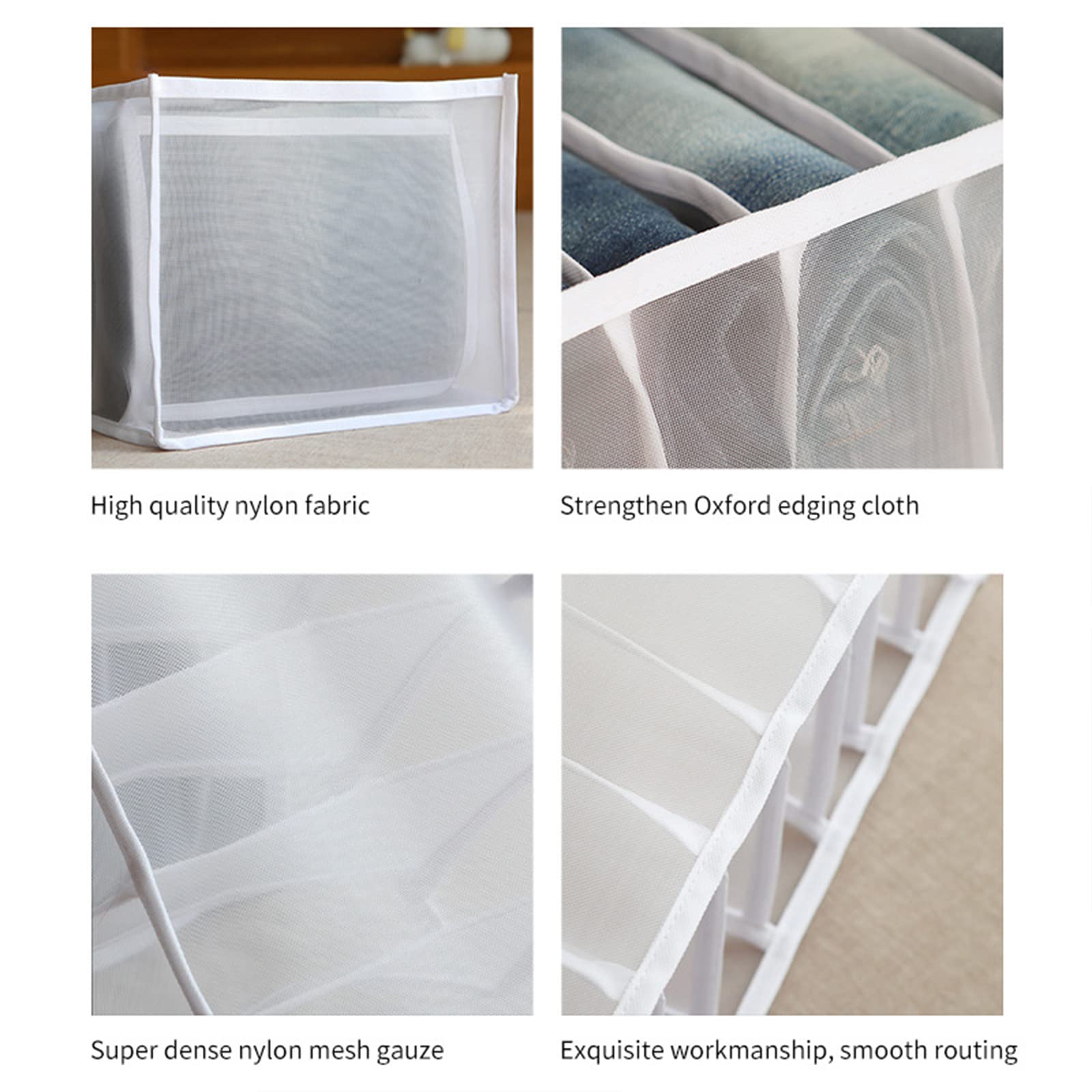 Washable Closet Organizer with 7 Grids - Foldable Storage Bins for Wardrobe, Large Capacity 9 & 12 Compartments (Medium, 4-Pack White) | Perfect for Bedroom, Closet & Travel Organization