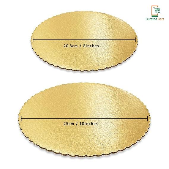 Premium 10-Inch Round Cake Boards (Pack of 10) - Sturdy MDF Cardboard Disposable Cake Stand for Wedding, Birthday & Party Decorations - Gold Scalloped Edge Tart & Pizza Base - Perfect for Bakers & Dessert Displays