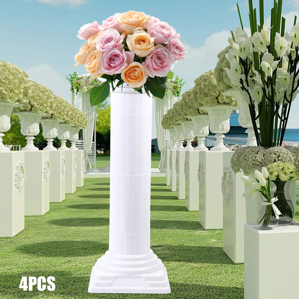 LOYALHEARTDY 4-Pack White Roman Wedding Columns - 31 Inch Tall Elegant Pillar Set for Wedding Decor, Party & Event Decoration - Perfect for Ceremony Aisle, Reception Centerpieces and Photo Backdrops