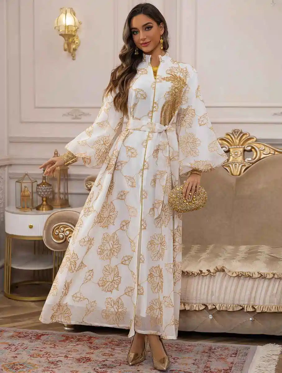 Elegant Eid Sequins Burn Out Doris Caftan Kaftan Dress for Women - Perfect for Holiday Parties, Weddings & Special Occasions #25087