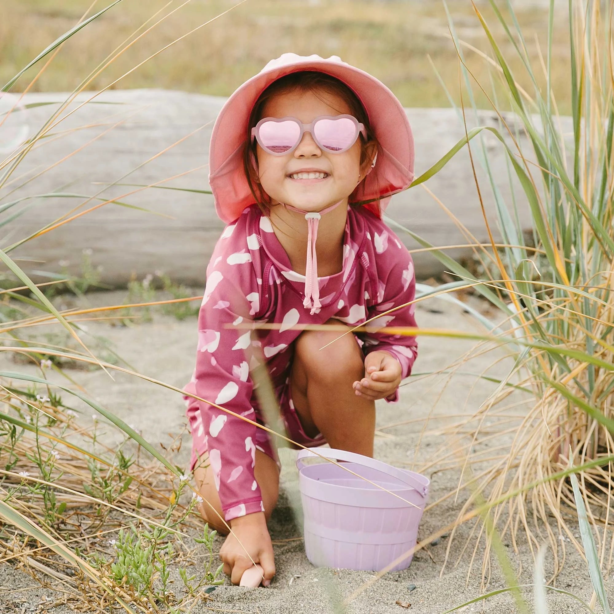 Jan & Jul Frosty Lavender Heart Xplorer Polarized Sunglasses for Kids - UV400 Protection, Stylish Heart-Shaped Frames - Perfect for Beach, Outdoor Play & Summer Adventures