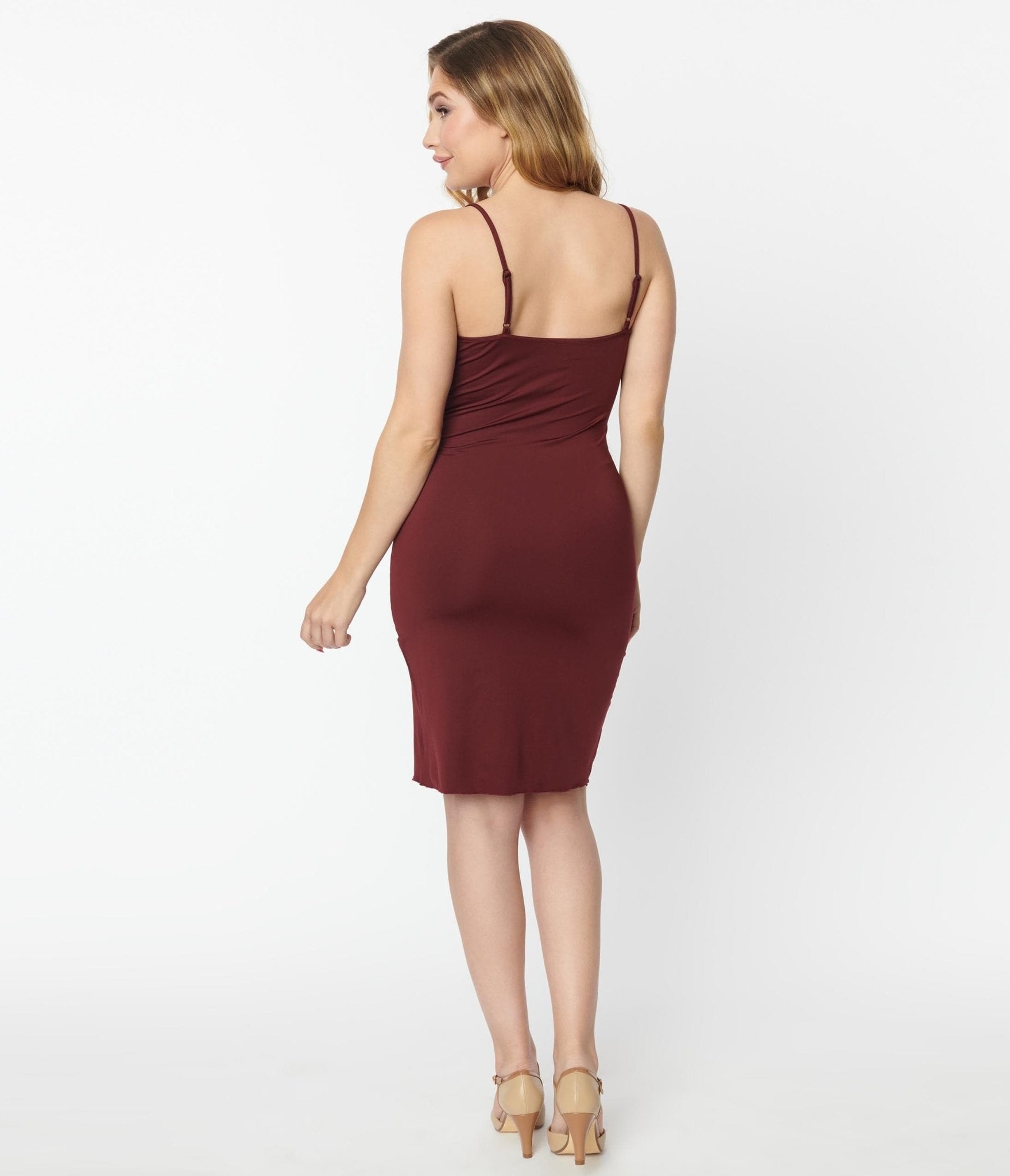 Vintage Burgundy Long Slip Dress - Elegant & Timeless Women's Nightgown for Sleepwear, Loungewear, and Special Occasions