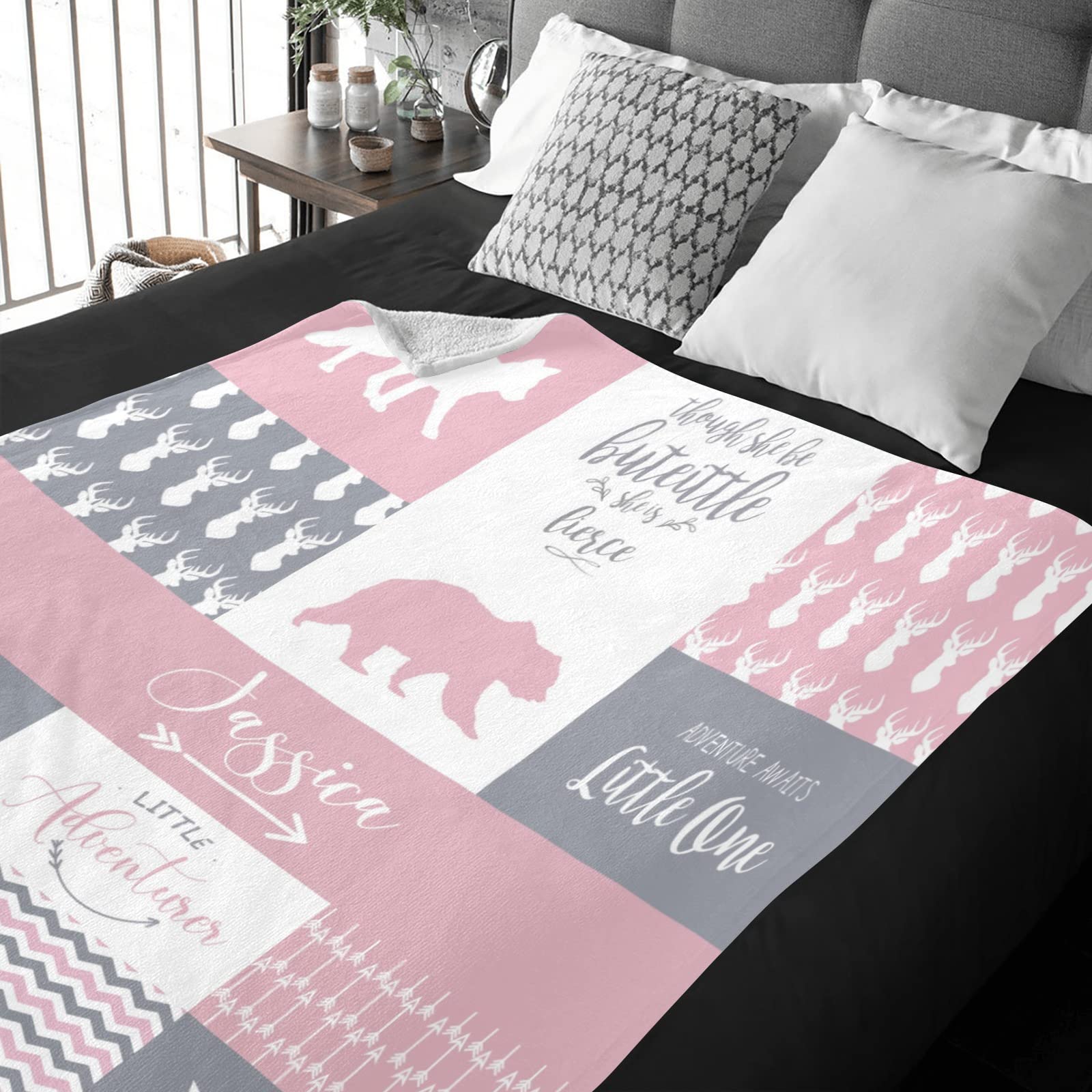 **Personalized Woodland Animals Fleece Blanket with Name - Custom Baby Blanket for Boys & Girls, Soft Minky Flannel Blanket - Perfect Baby Shower Gift, Nursery Decor & Cozy Toddler Blanket**