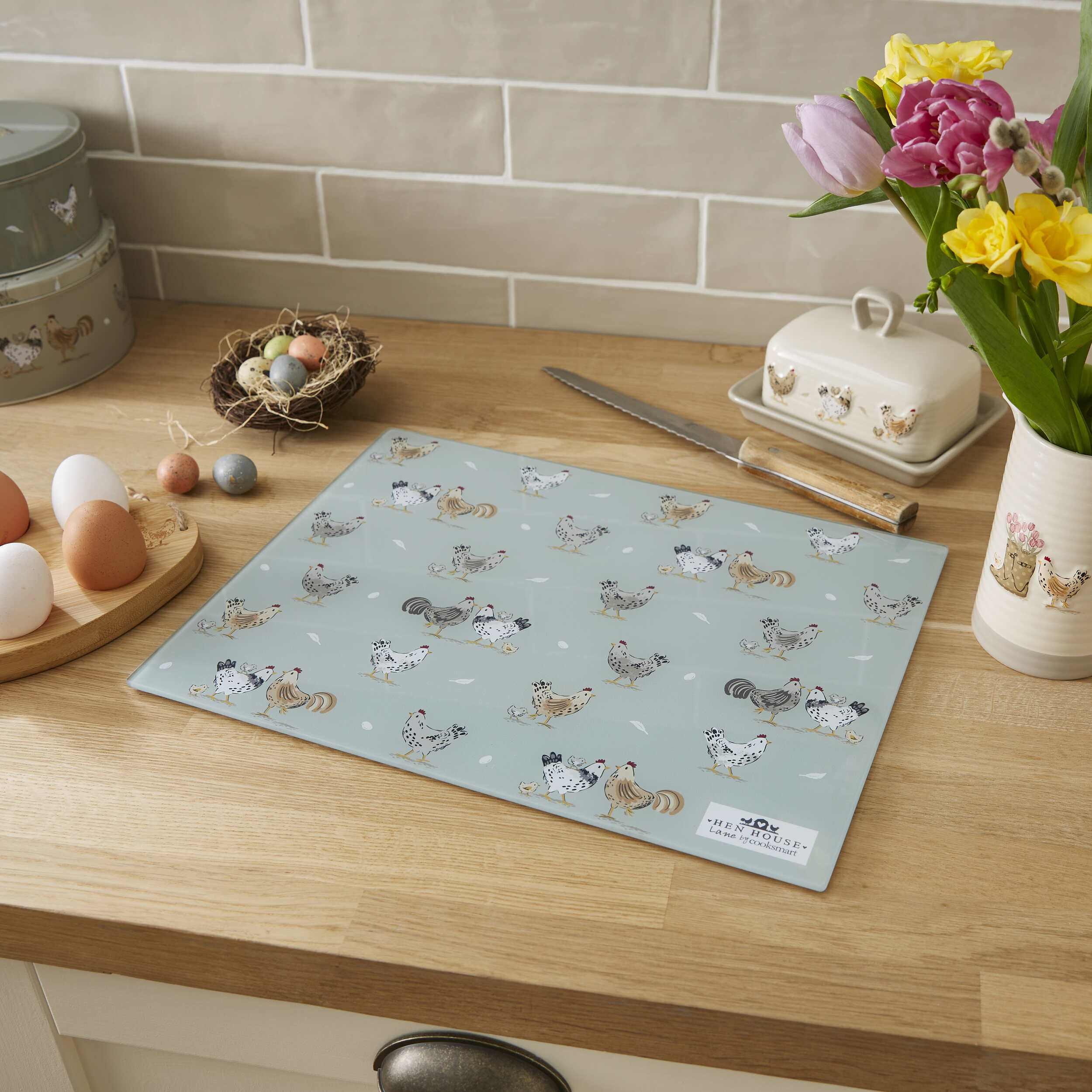 Hen House Lane Glass Worktop Saver - Premium Kitchen Countertop Protector for Hot Pots & Cutting Boards | Heat-Resistant & Scratch-Proof Surface Protector for Cooking & Food Prep