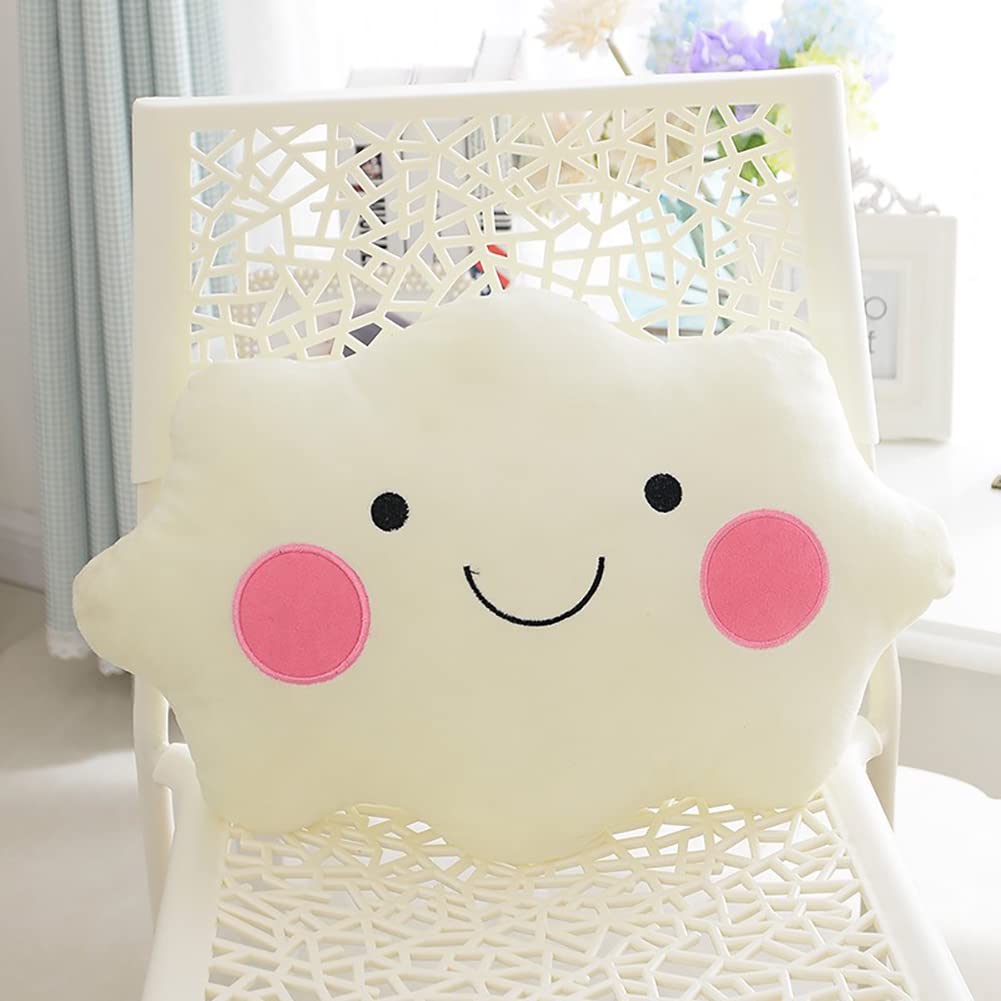 Soft Cloud Shaped Pillow - Decorative Throw Pillow for Home, Nursery, Playroom Decor - 13.5 Inch Fluffy Cloud Cushion for Kids Room, Bedroom, Sofa & Cozy Reading Nook