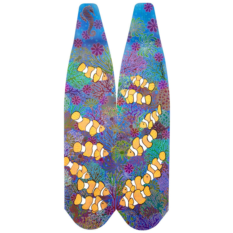 Custom Hand-Painted Free Diving Carbon Fin Blades by Naomi Gittoes | Professional Scuba & Spearfishing Gear for Ocean Adventures