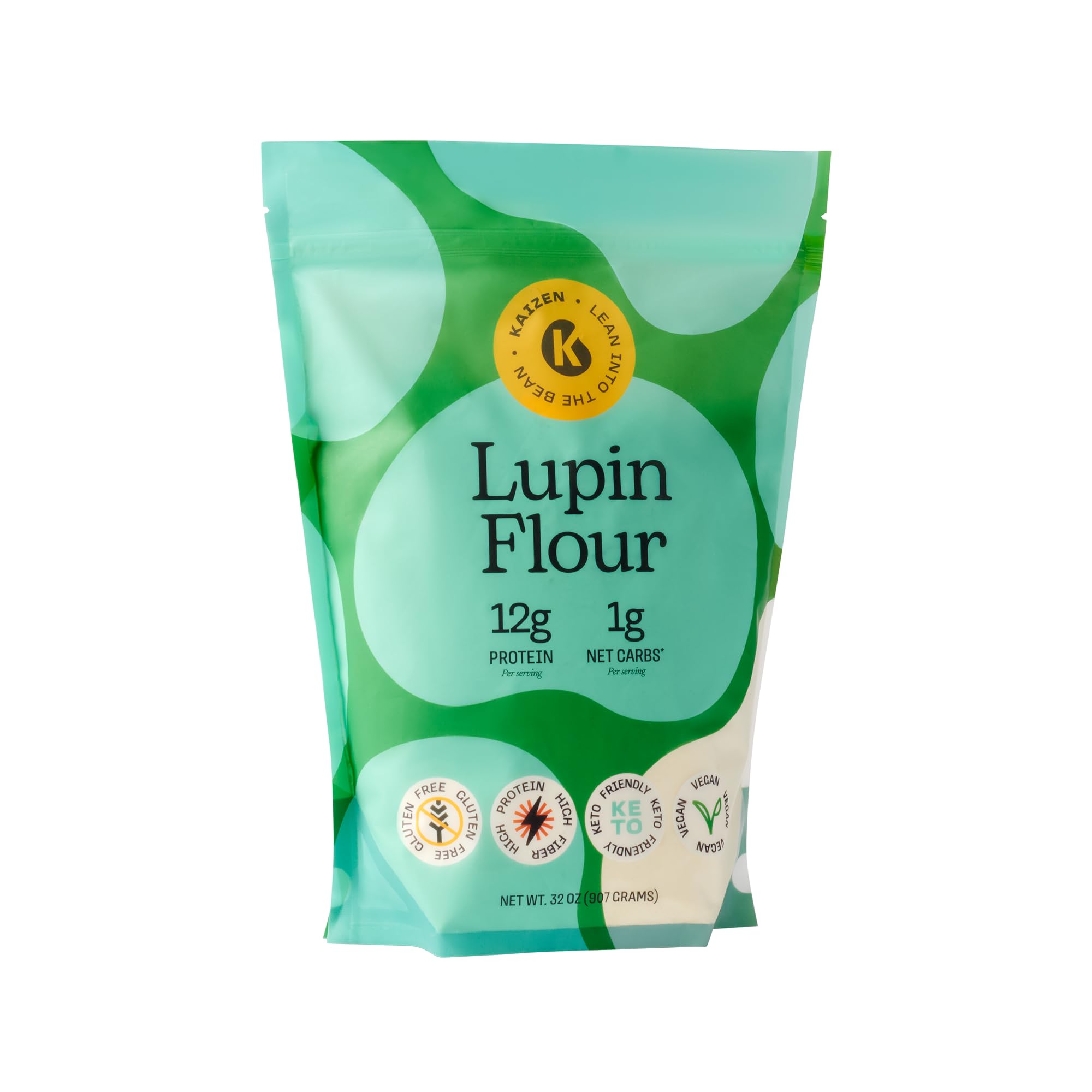 Kaizen Lupin Flour 2lbs - High Protein Low Carb Keto & Gluten Free Lupini Bean Flour - Non GMO Vegan High Fiber Baking Alternative for Bread, Pancakes & Keto Recipes - Perfect for Diabetic & Weight Loss Diets