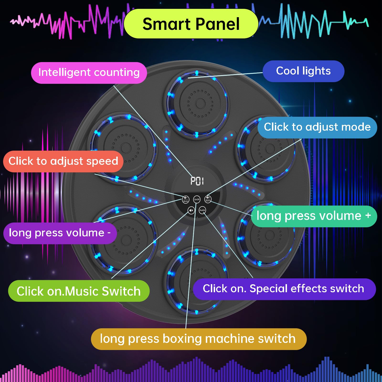 Smart Bluetooth Music Boxing Machine - Home Gym Workout Equipment for Adults & Kids with 2 Pairs Gloves | Perfect for Fitness Training, Stress Relief & Family Fun