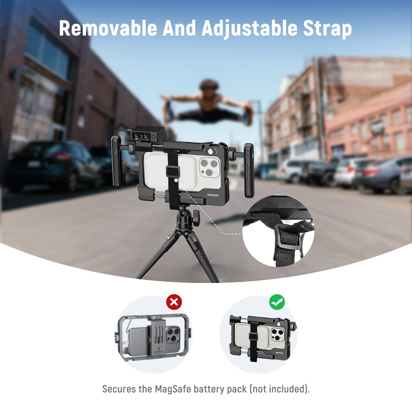 NEEWER PA017 Universal Smartphone Video Rig with Handgrip - Perfect for Vlogging, Filmmaking, and Mobile Content Creation