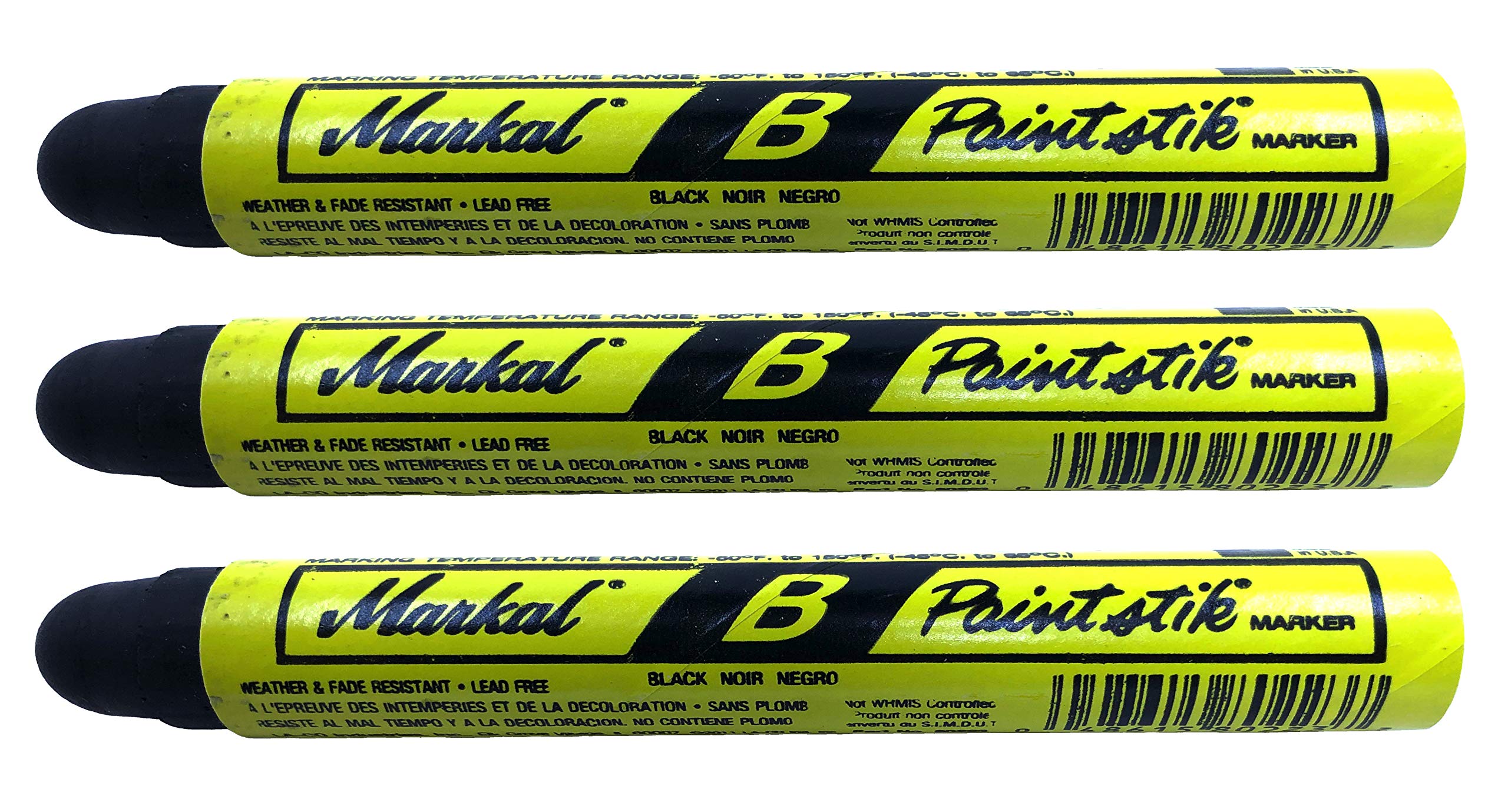 3 Pack Markal B Black Tire Chalk Paint Sticks - Non-Toxic Surface Markers for Graffiti Art, DIY Projects & Tire Marking | Ideal for Artists, Mechanics & Outdoor Use