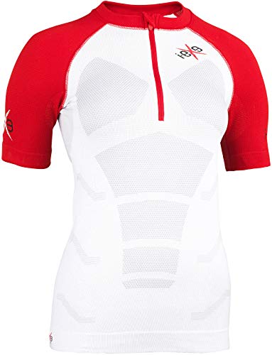 Women - White / Red - Short Sleeve - Gold Running Line