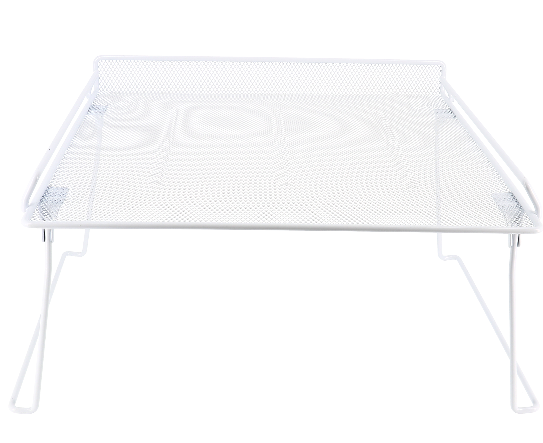 Foldable Stackable Mesh Shelf Organizer - White Medium Size for Closet, Pantry & Bathroom Storage