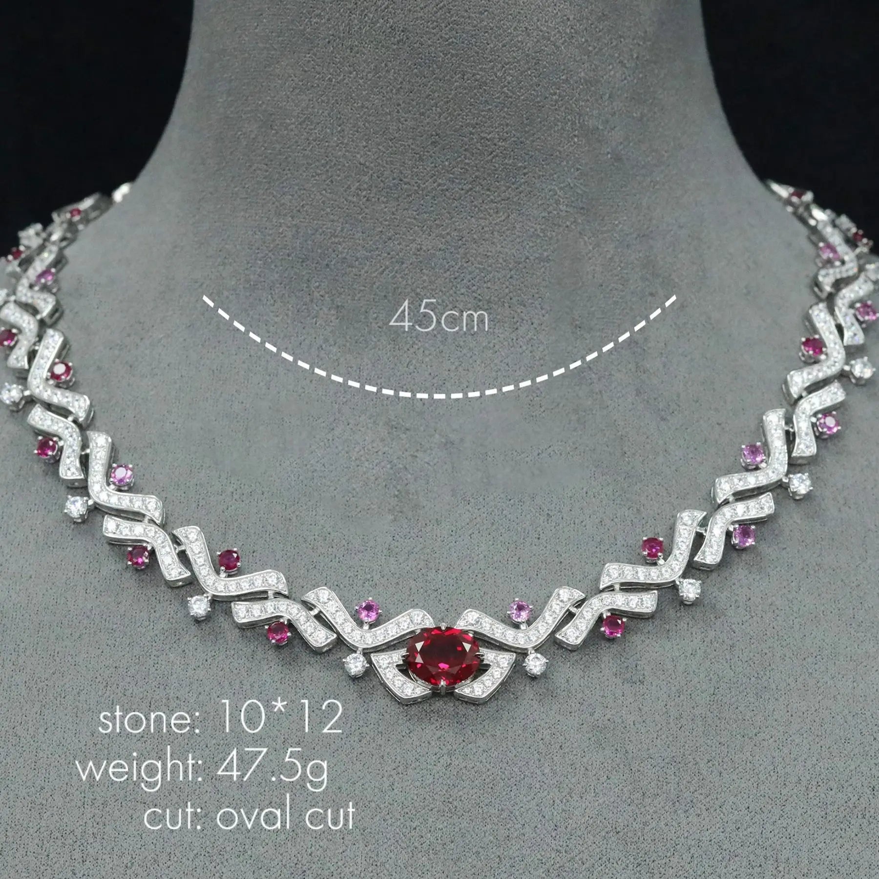 Vintage 925 Sterling Silver Lab Sapphire & Ruby Gemstone Cocktail Necklace - Elegant Fine Jewelry for Women | Anniversary, Birthday & Wedding Gift | Perfect for Date Night, Party & Special Occasions