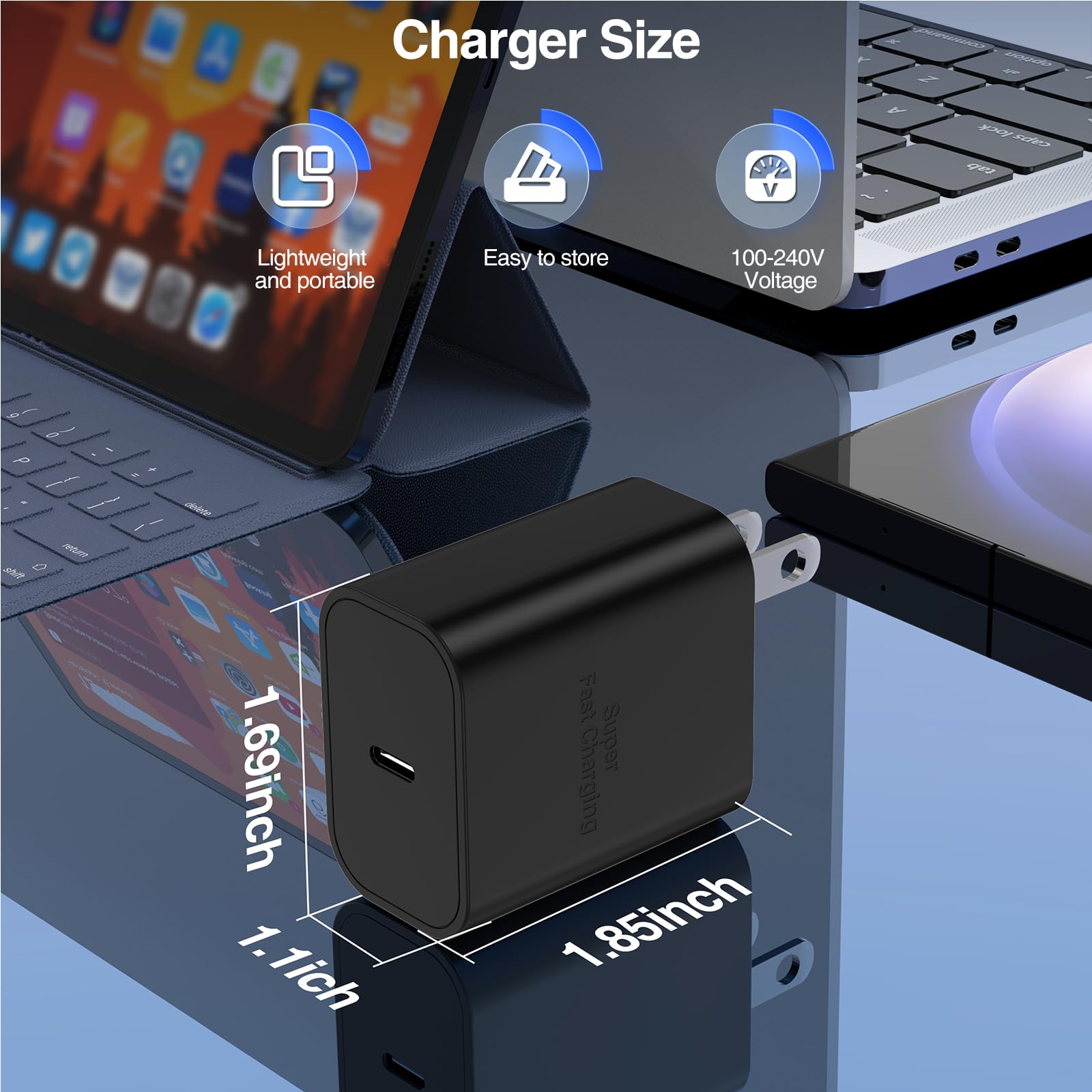 45W Super Fast USB-C Charger with 10FT Cable - Compatible with Samsung Galaxy S25/S24/S23/S22/S21/S20/Note 20/10, iPhone 16/15 Pro/Pro Max/Plus - Fast Charging Block for Home, Office & Travel