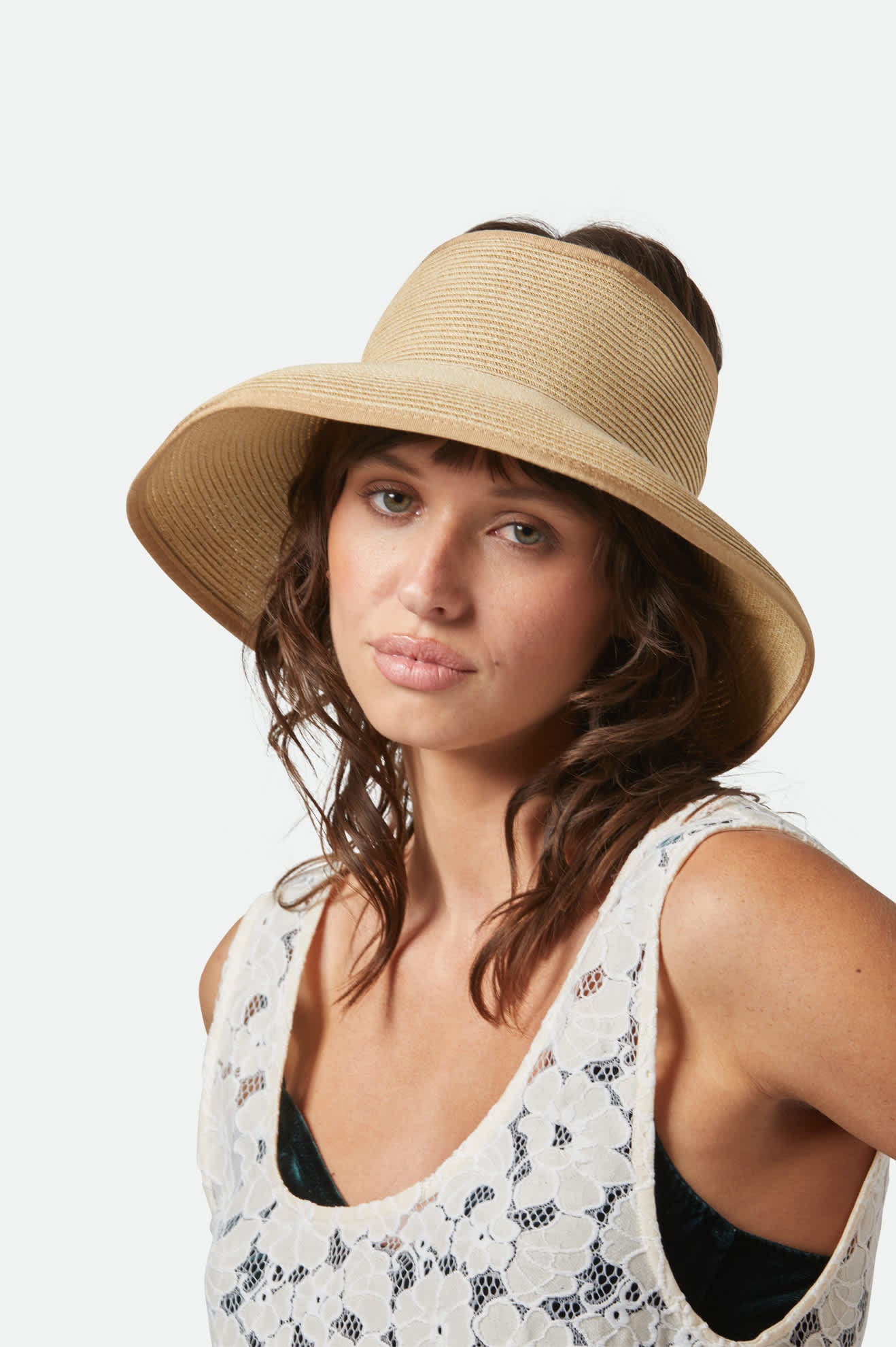 Ivy Packable Straw Visor Hat - Adjustable Wide Brim Sun Hat for Women - Perfect for Beach, Travel & Outdoor Activities - Tan