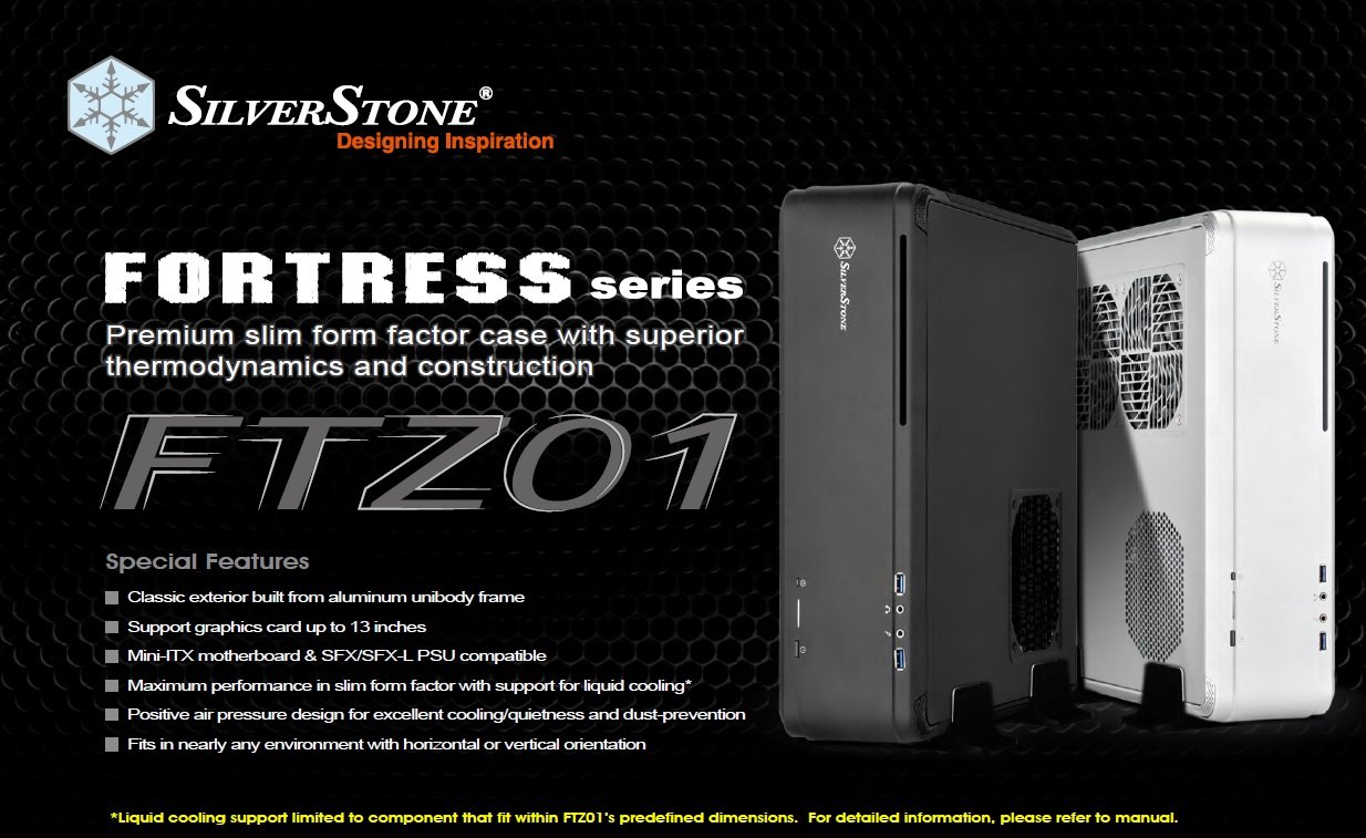 SilverStone SST-FTZ01B Black Mini-ITX Gaming PC Case - Compact High Performance Fortress Design for Small Form Factor Builds | Perfect for Home Theater PCs, LAN Parties & Space-Saving Gaming Setups