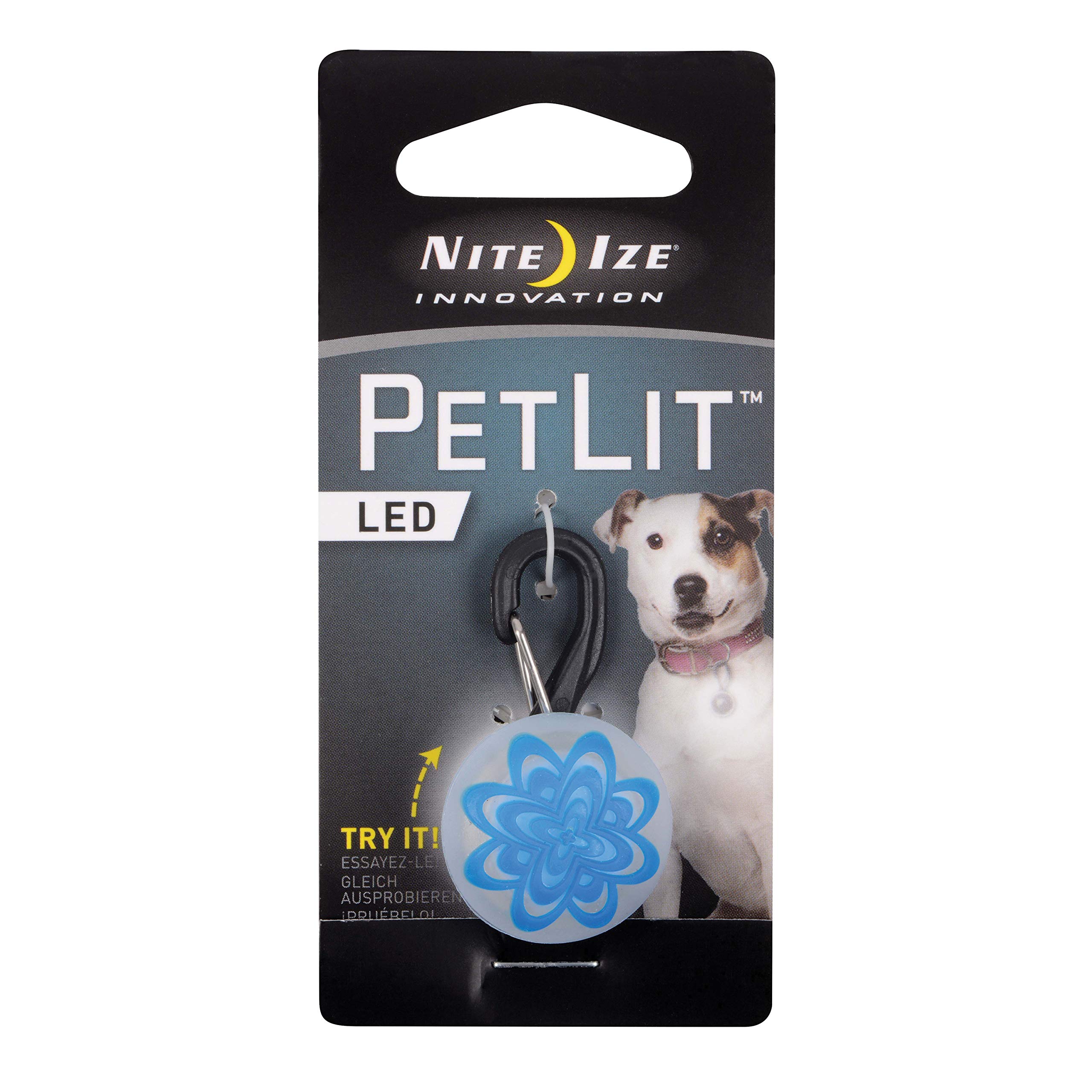 Nite Ize PetLit LED Collar Light for Dogs & Cats - Waterproof Safety Light with Replaceable Batteries, White & Blue LED Design - Perfect for Night Walks, Jogging, and Outdoor Adventures