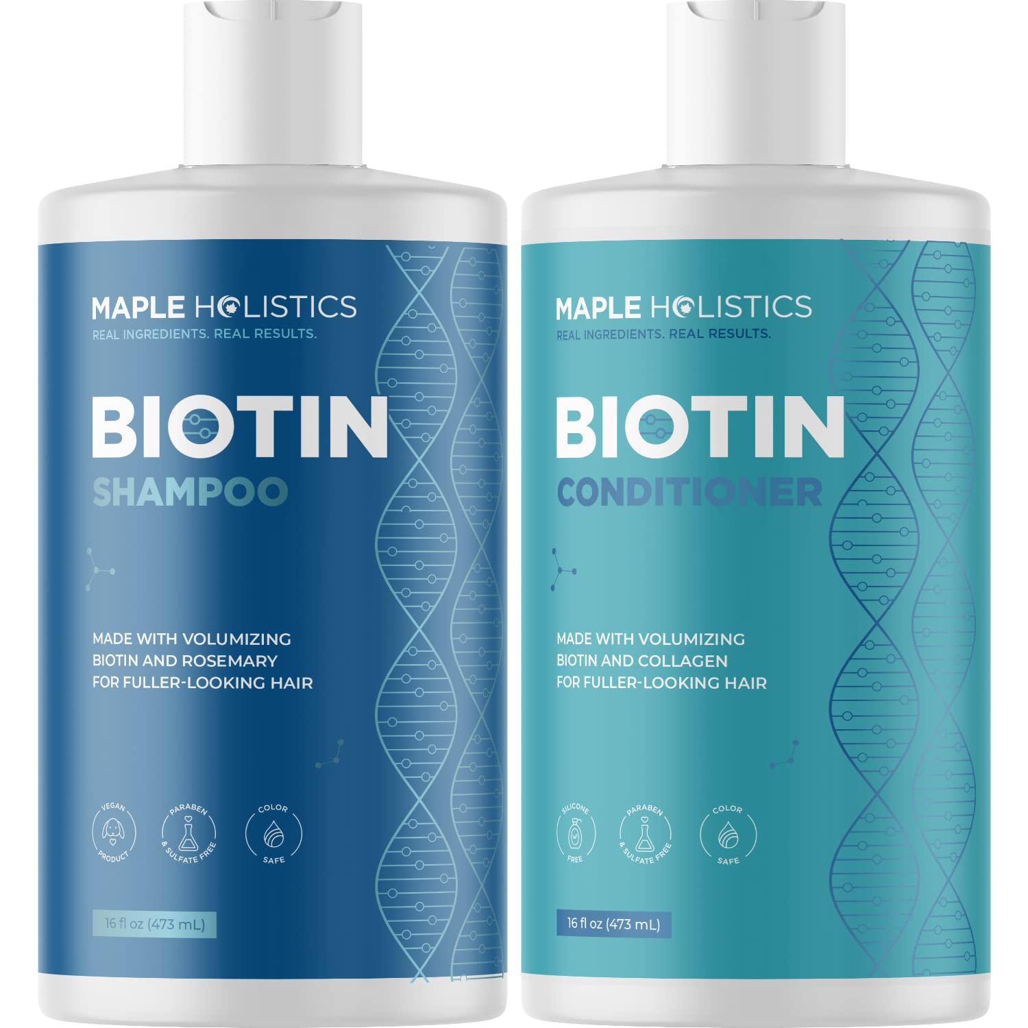 Maple Holistics Volumizing Hair Bundle - Biotin Shampoo & Conditioner Set with Pure Rosemary Essential Oil for Thicker, Fuller Hair - Salon Quality Hair Care for Women & Men - Perfect for Daily Use, Styling & Hair Growth