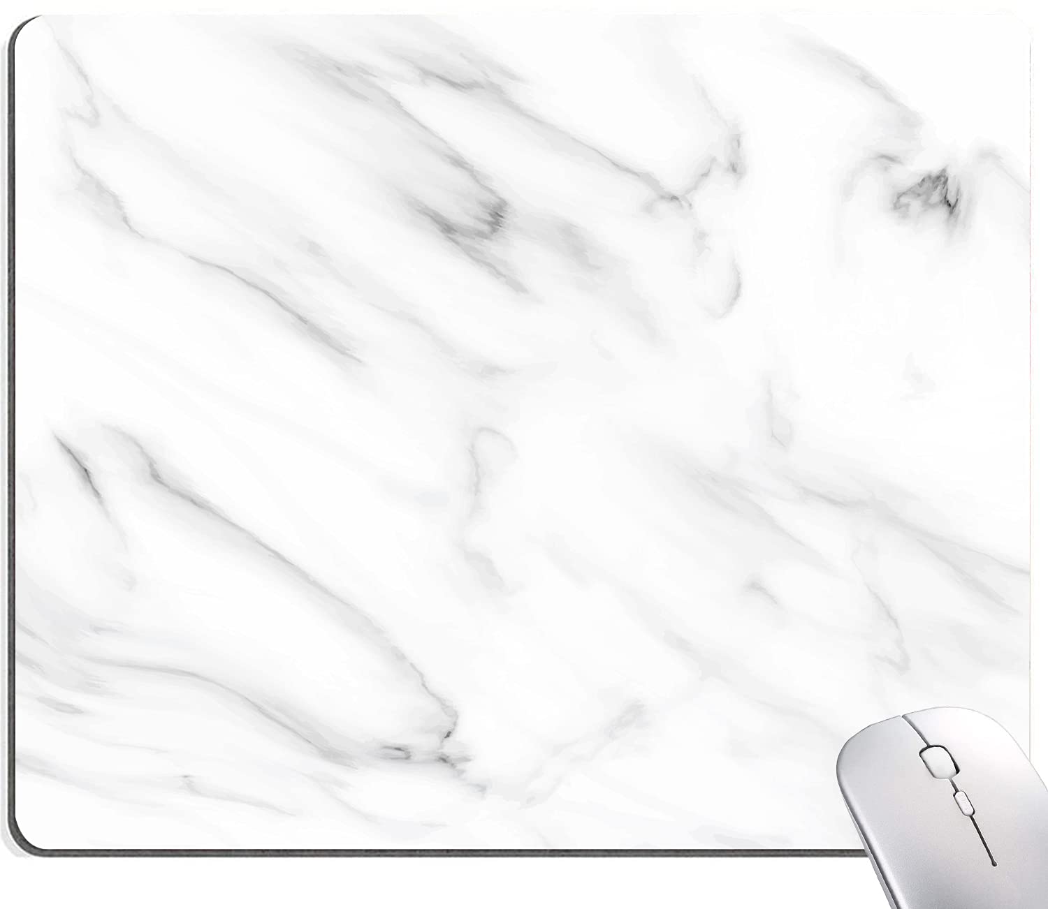 VoPee White Marble Mouse Pad - Non-Slip Rubber Base, Waterproof Surface, Smooth Tracking for Computer & Laptop - Perfect for Office, Gaming & Home Workspace (Customizable Designs, Rectangle Shape)