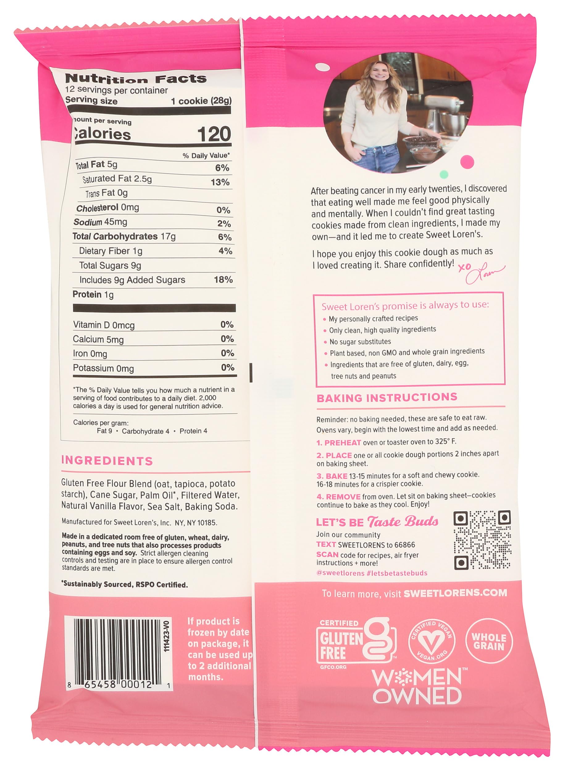 Sweet Loren's Gluten Free & Vegan Sugar Cookie Dough - Ready to Bake for Holidays, Parties & Healthy Snacks