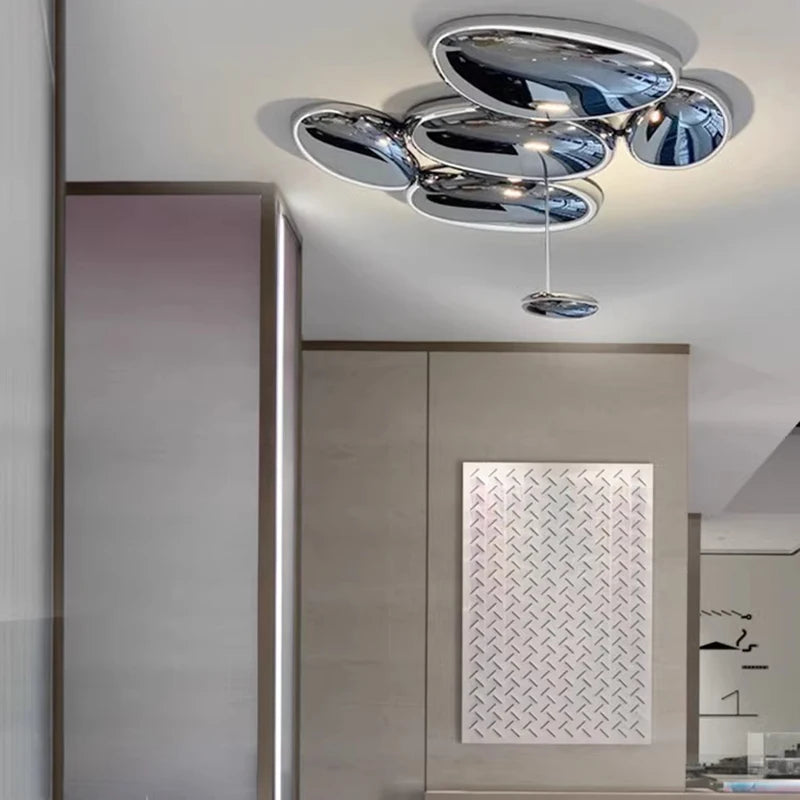 Amaris Modern Silver Flush Mount Chandelier - Elegant Ceiling Light Fixture for Dining Room, Bedroom & Hallway | Energy Efficient LED Lighting | Easy Installation Home Decor
