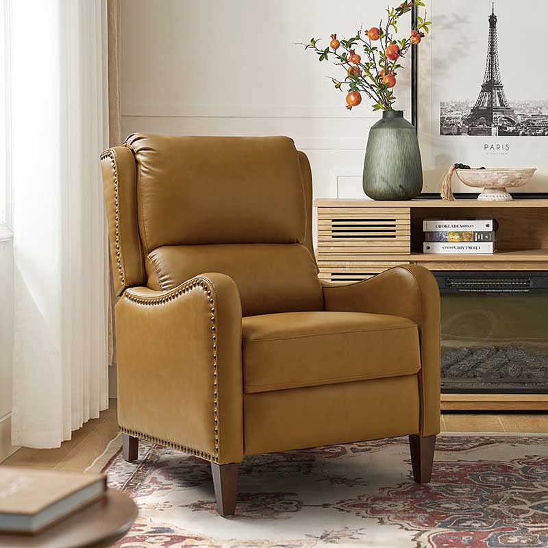 Deliat Genuine Leather Recliner Chair - Premium Comfort for Living Room, Home Theater & Office - Adjustable Footrest & Lumbar Support - Brown PU Leather Sofa for Relaxation & Entertainment