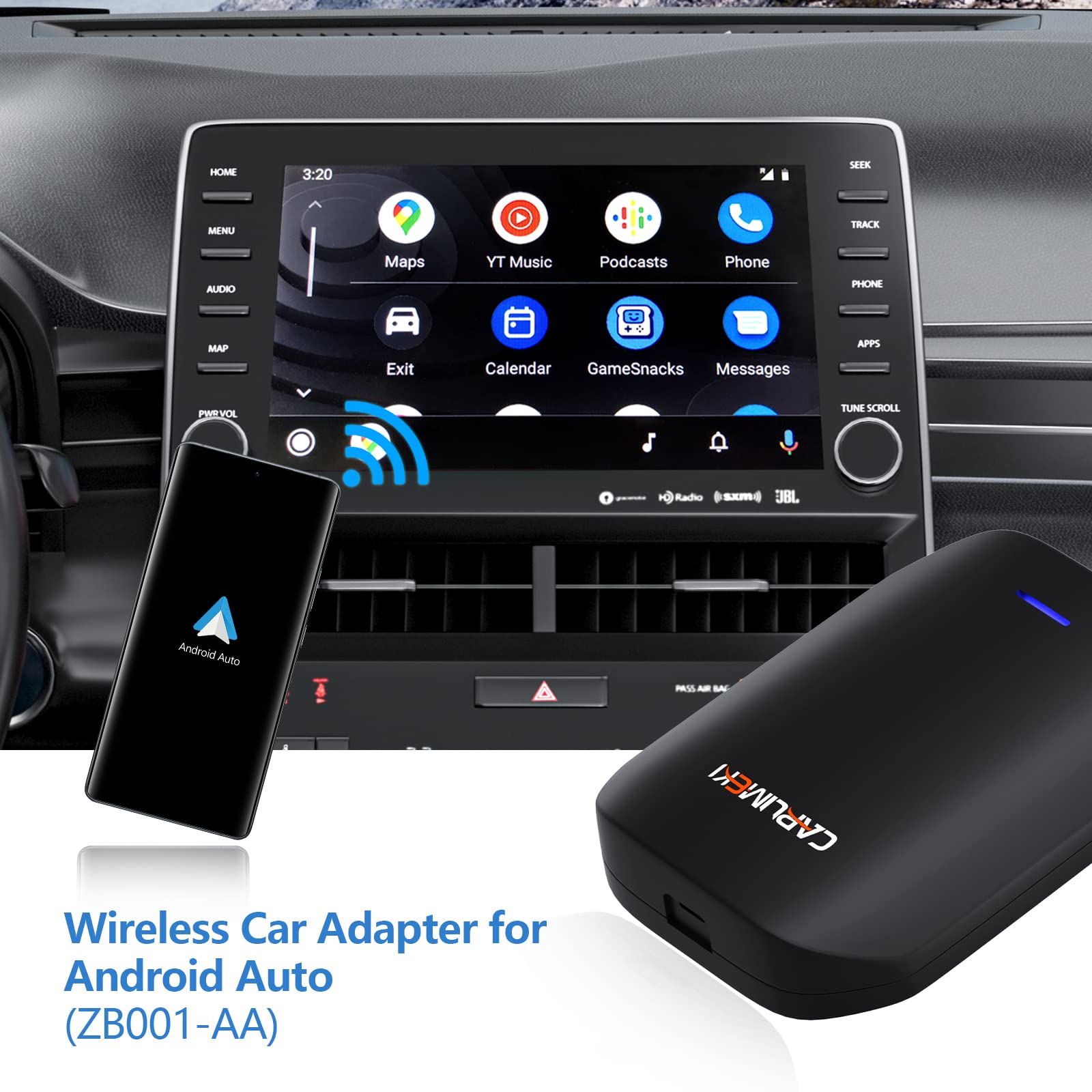 Wireless Android Auto Adapter for Car - Plug & Play Auto Connection - Stable Performance for Android Phones - Compatible with Wired Android Auto Vehicles | Perfect for Commuting, Road Trips & Hands-Free Driving