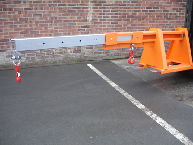 Extendable Forklift Jib Crane Attachment - Heavy Duty Lifting Boom for Warehouses & Construction Sites - Perfect for Loading/Unloading Trucks & Reaching High Shelves