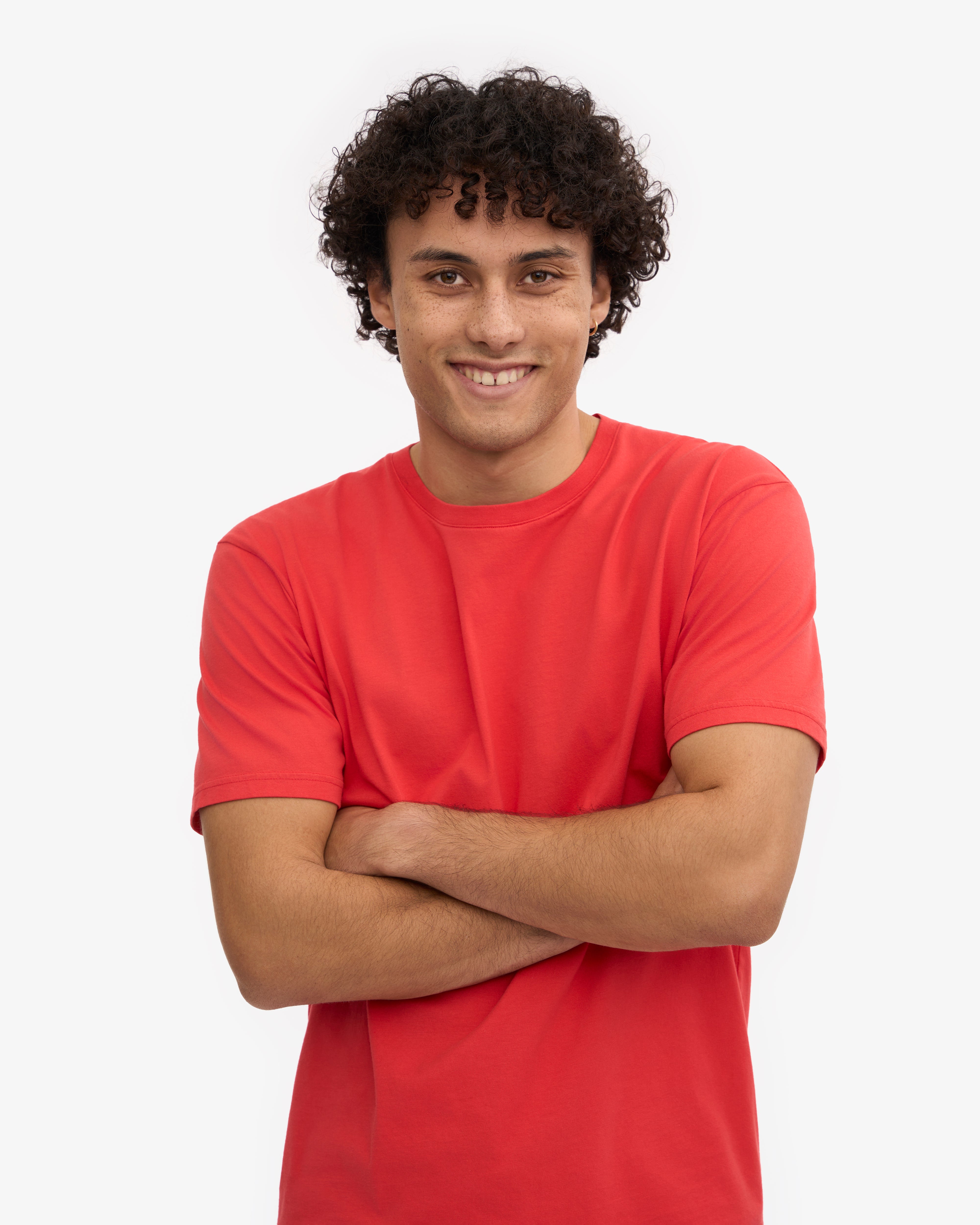 Classic Organic Cotton T-Shirt for Men & Women - Soft Red Tangerine Color - Eco-Friendly Casual Wear for Everyday Outfits & Summer Fashion