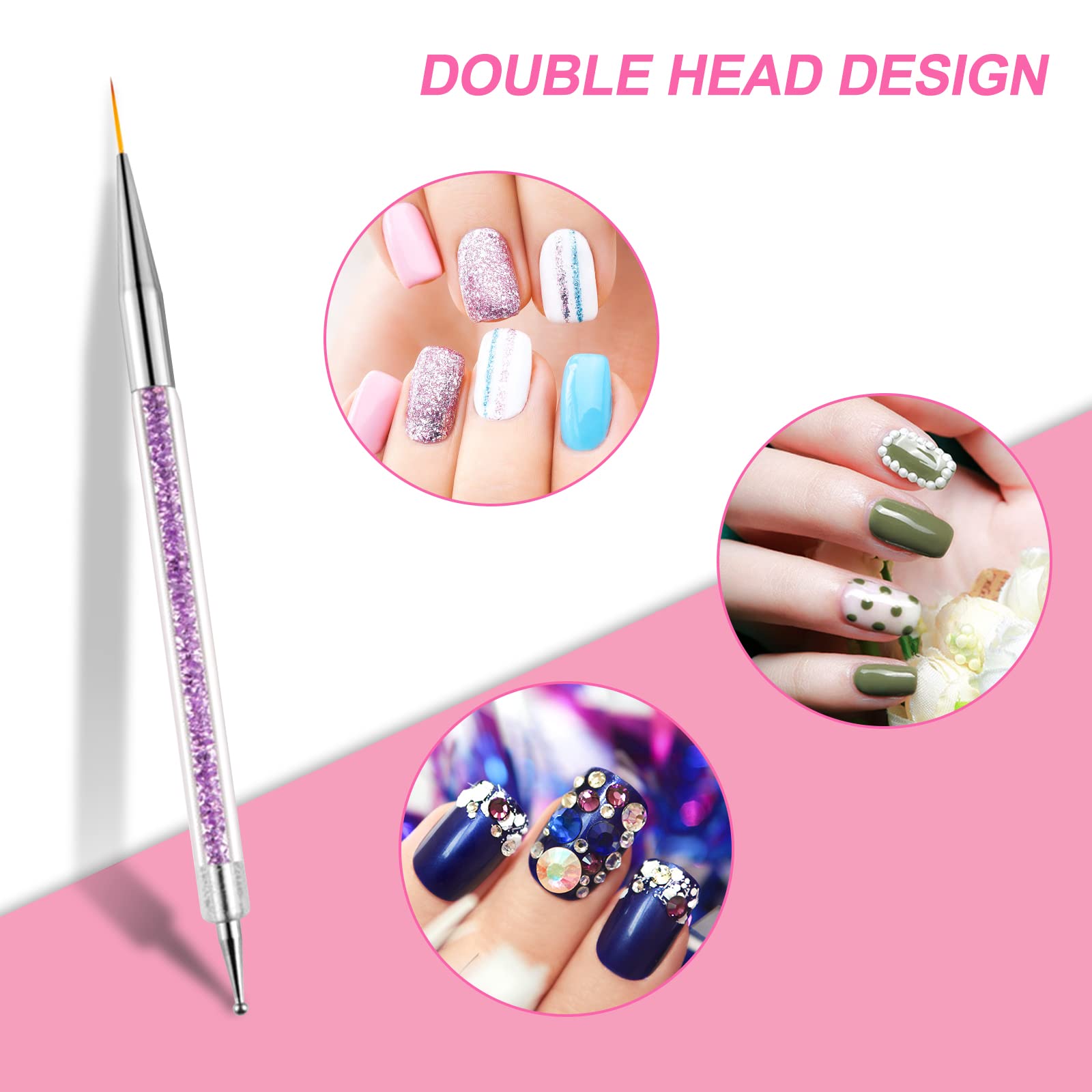 **Sularpek 5-Piece Double Ended Nail Art Brush Set – Nail Liner Brush, Dotting Tools & Pull Line Pen for DIY Nail Designs – Perfect for Salon, Home Manicure & Nail Art Enthusiasts**