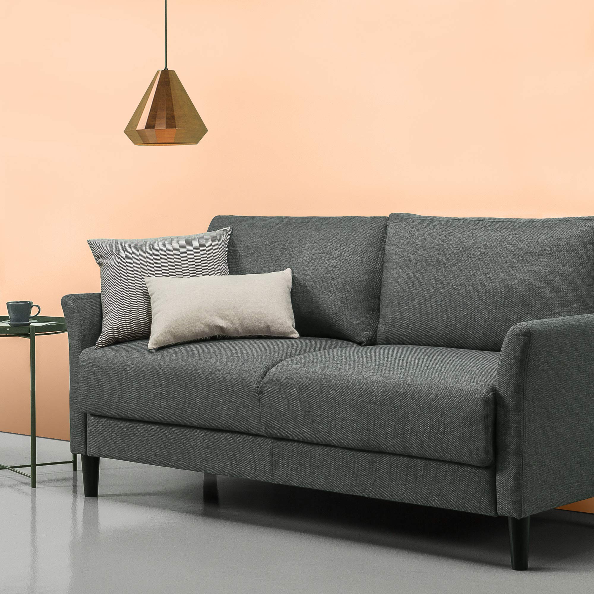 ZINUS Jackie Sofa Couch - Easy Tool-Free Assembly, Green Stone Fabric Upholstery - Perfect for Living Room, Apartment & Small Spaces