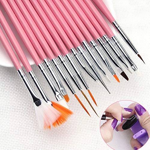 Belicia 15pcs Nail Art Brush Kit with 5 Dotting Pens - Professional Nail Painting Brushes for Acrylic, Gel & Nail Art Design - Perfect for Salon, Home Manicure & DIY Nail Art