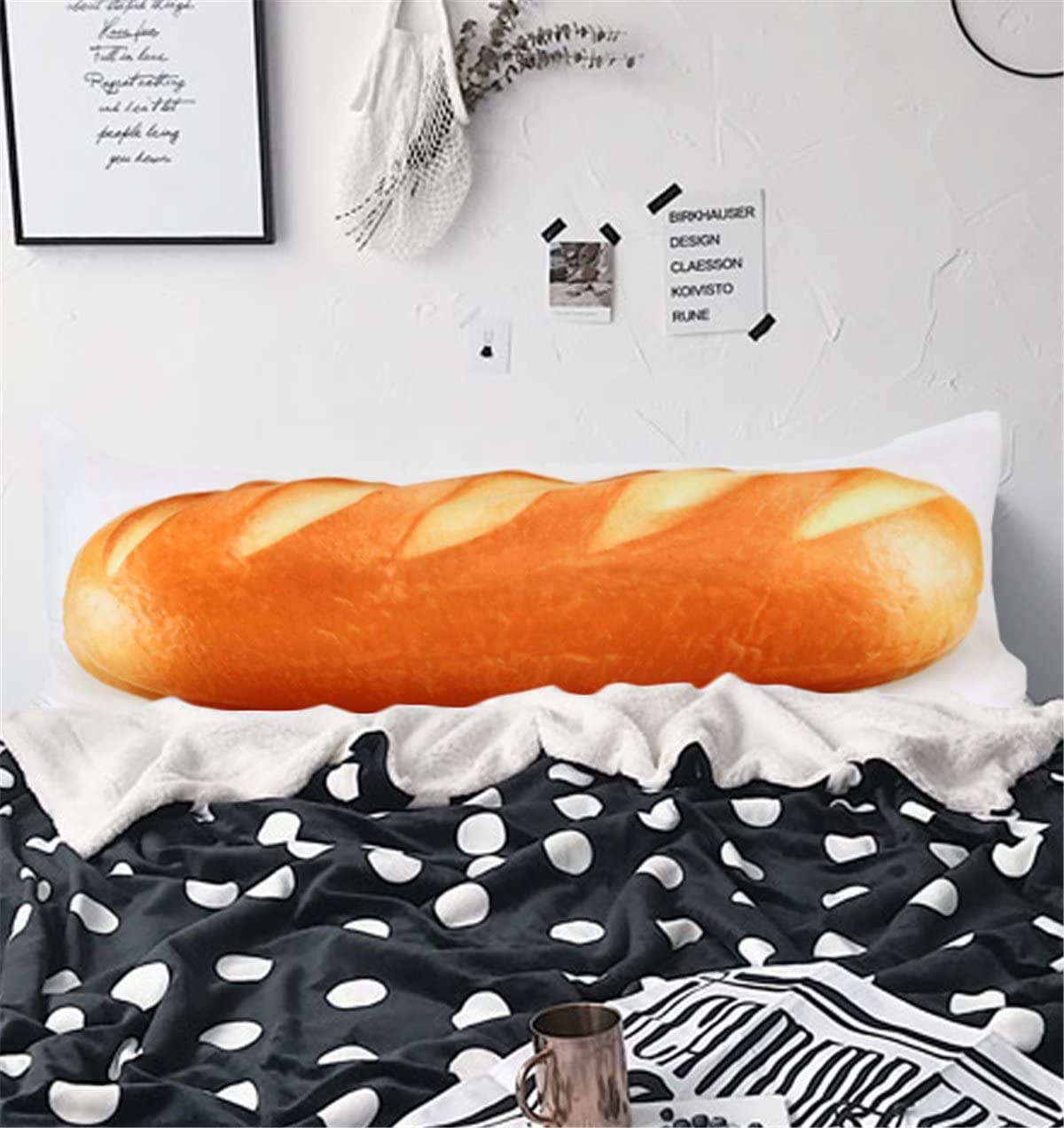 ARIGHTEX 20x54 Inch White Wheat Bread Body Pillow Case - 3D Yummy French Stick Pillow Cover for Kids & Adults - Soft & Comfortable Sleeping Pillowcase for Anime Fans, Cosplay, Home Decor (1 Piece)