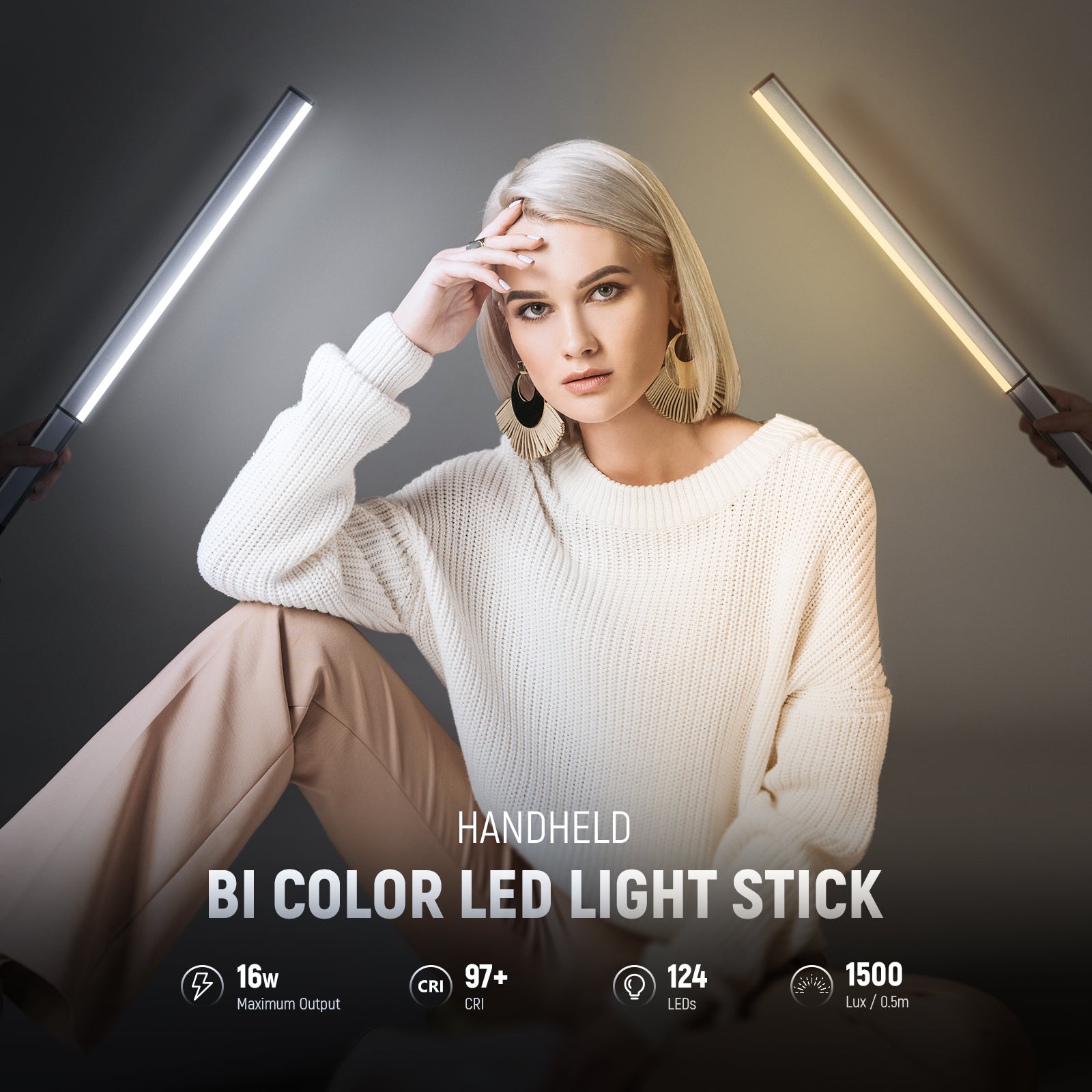 NEEWER CL124 PRO Bi-Color LED Video Light Stick - Dimmable Lighting for YouTube, Photography, Studio, Live Streaming & Filmmaking