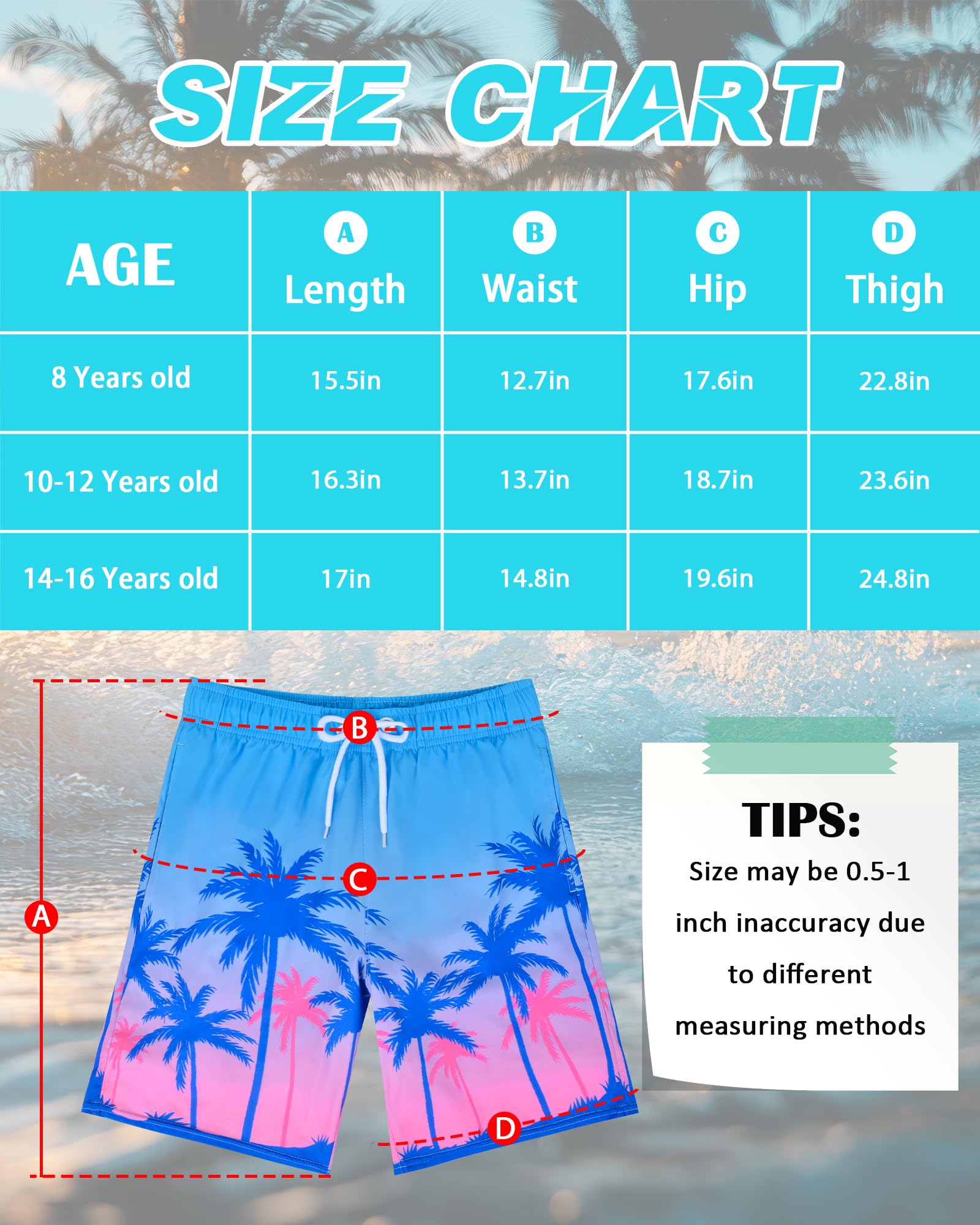 **Boys Quick Dry Swim Trunks with Compression Liner - UPF 50+ Swim Shorts for Beach, Pool & Water Sports**