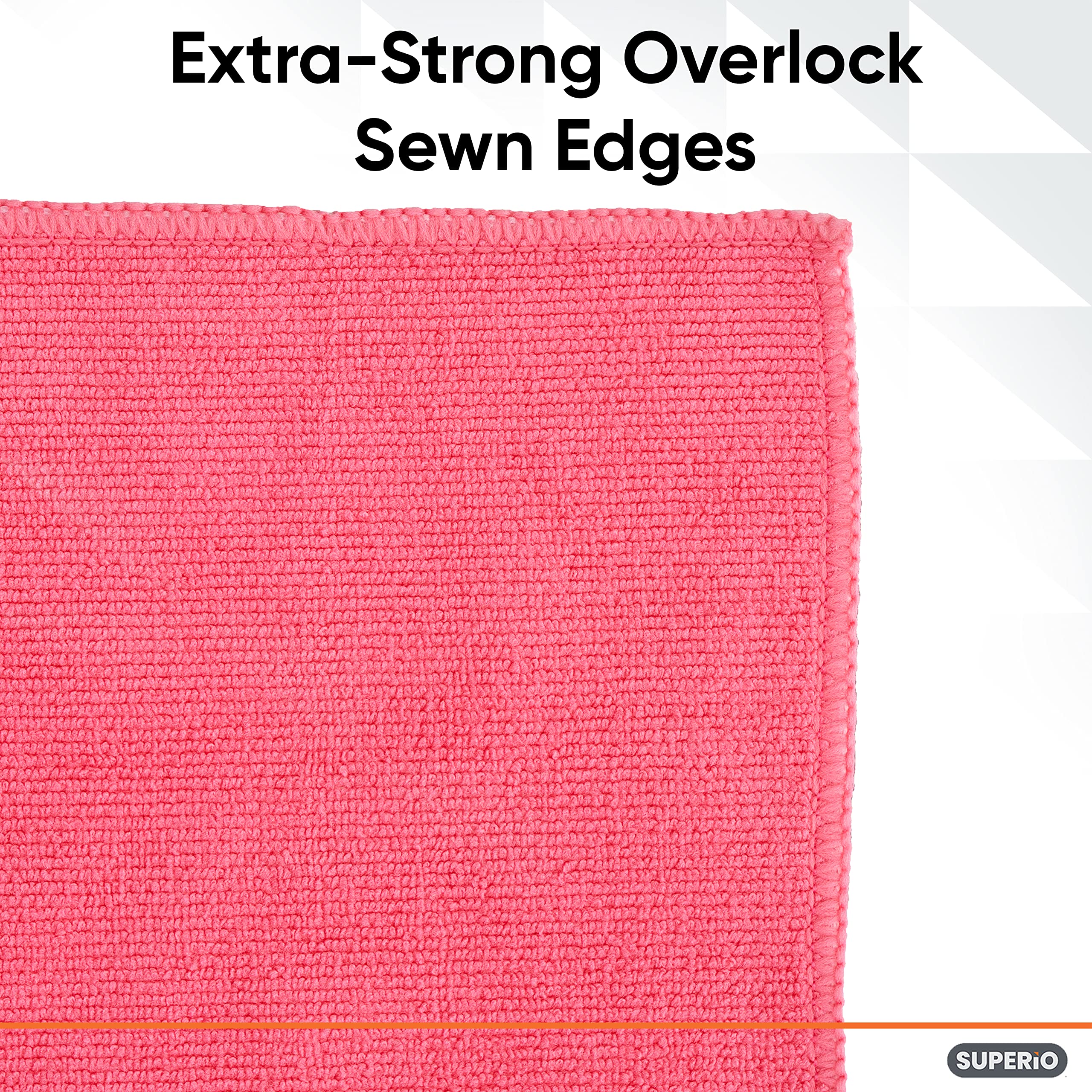 Superior Pink Microfiber Cleaning Cloths - 16x16 Inch Ultra Absorbent, Lint-Free, Reusable Cloths for Car Detailing, Kitchen, Bathroom & Household Cleaning (12 Pack) - Scratch-Free, Streak-Free, No Detergents Needed for Shiny Surfaces
