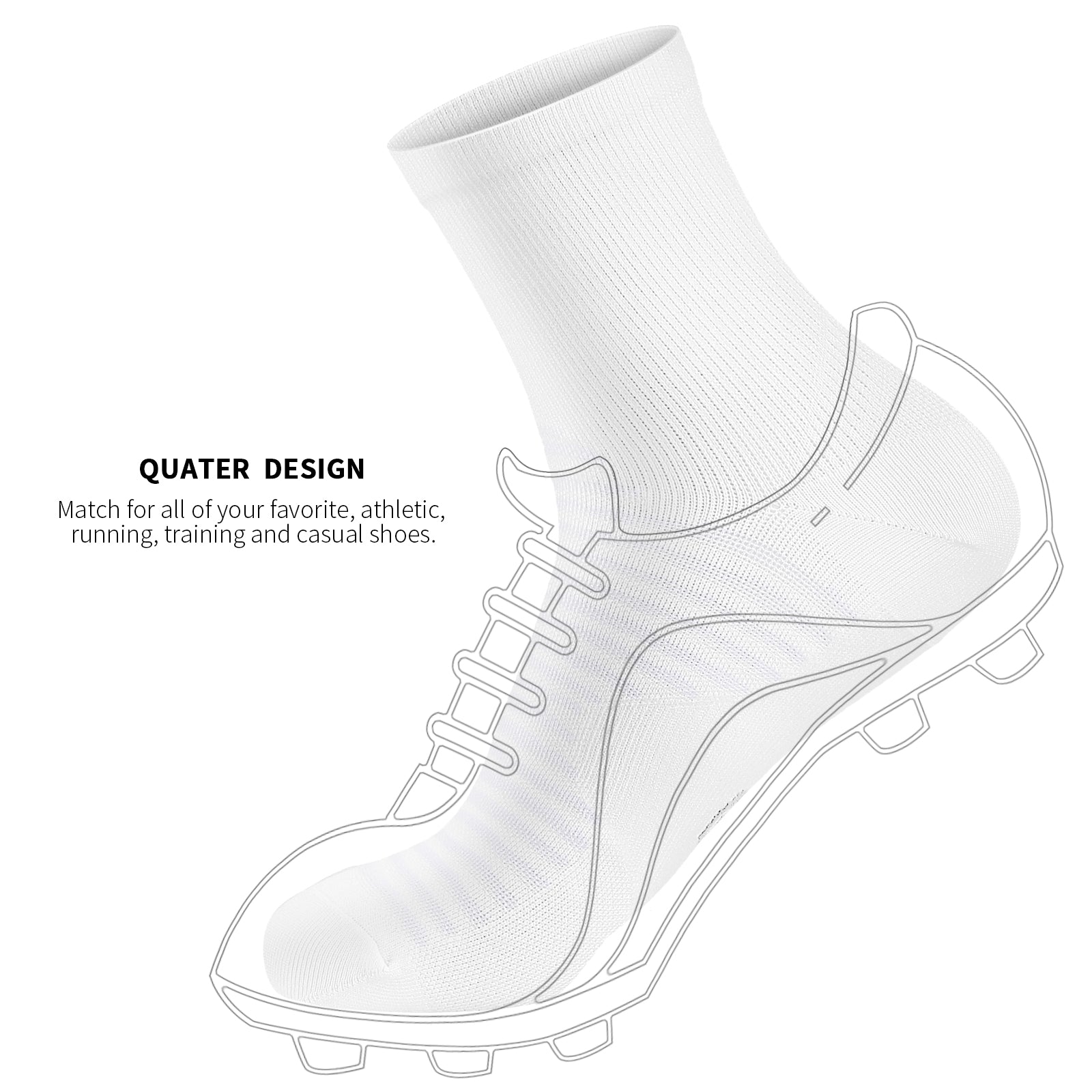 GECKOMAN x PAPLUS Athletic Quarter Socks - 2 Pairs Pack - Breathable Sports Socks for Running, Gym & Casual Wear