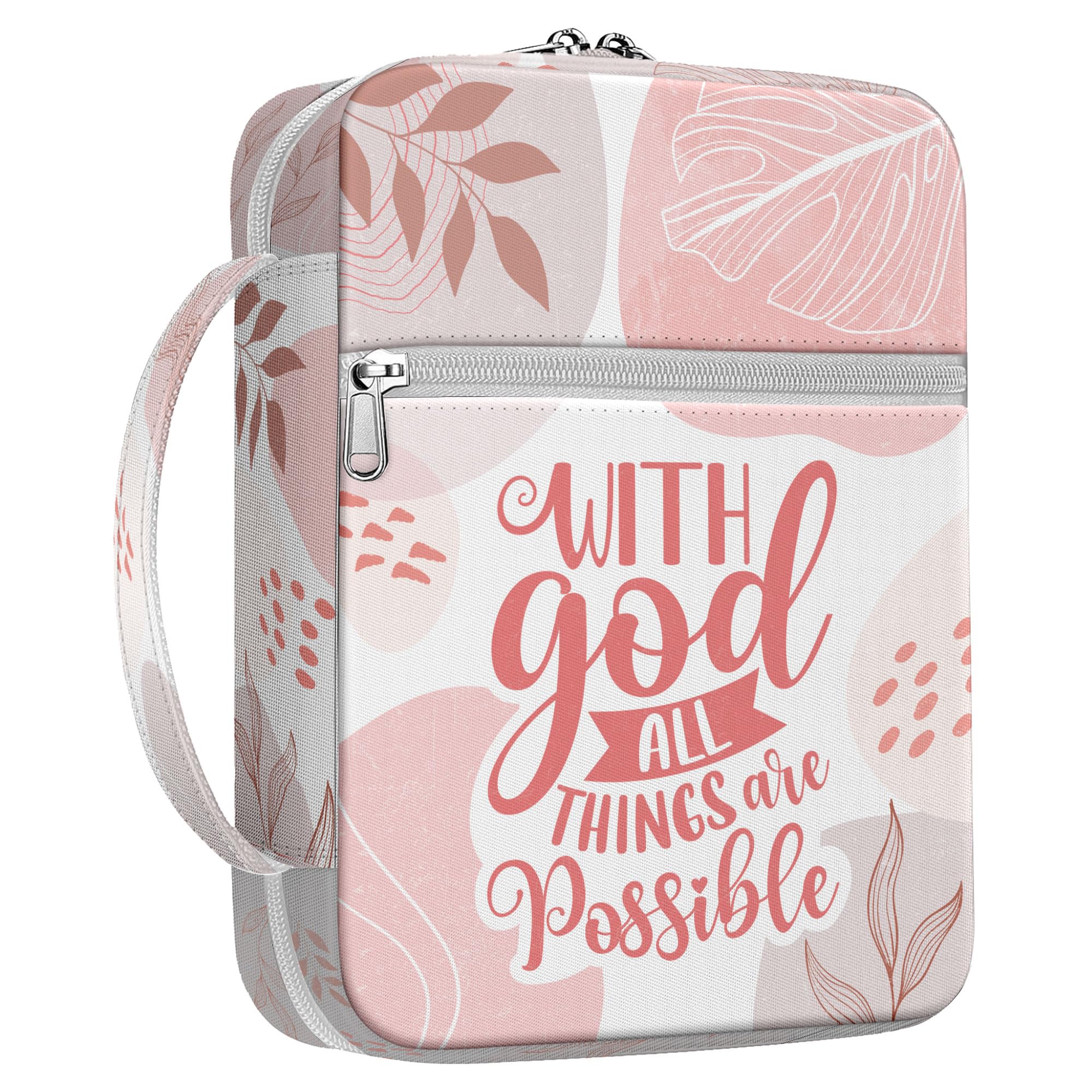 Premium Tropical Floral Bible Cover with Handle - Waterproof Canvas Carrying Case for Christian Study, Church, Travel & Daily Use - Perfect Religious Gift for Women, Men & Bible Study Groups