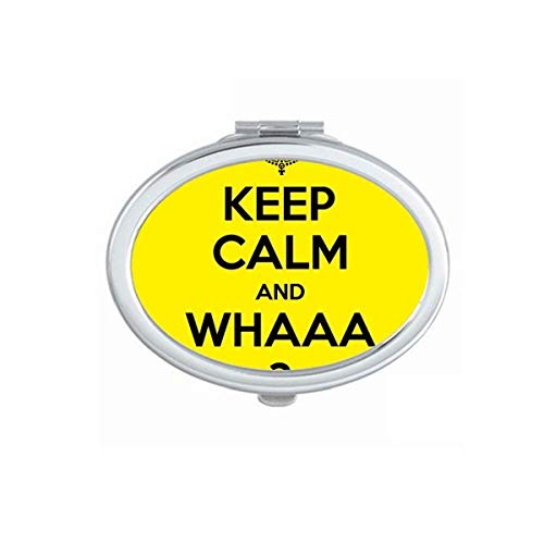 DIYthinker Keep Calm and Whaaa Yellow Portable Folding Double-Sided Makeup Mirror - Perfect for Travel, Home Vanity & On-the-Go Touch Ups