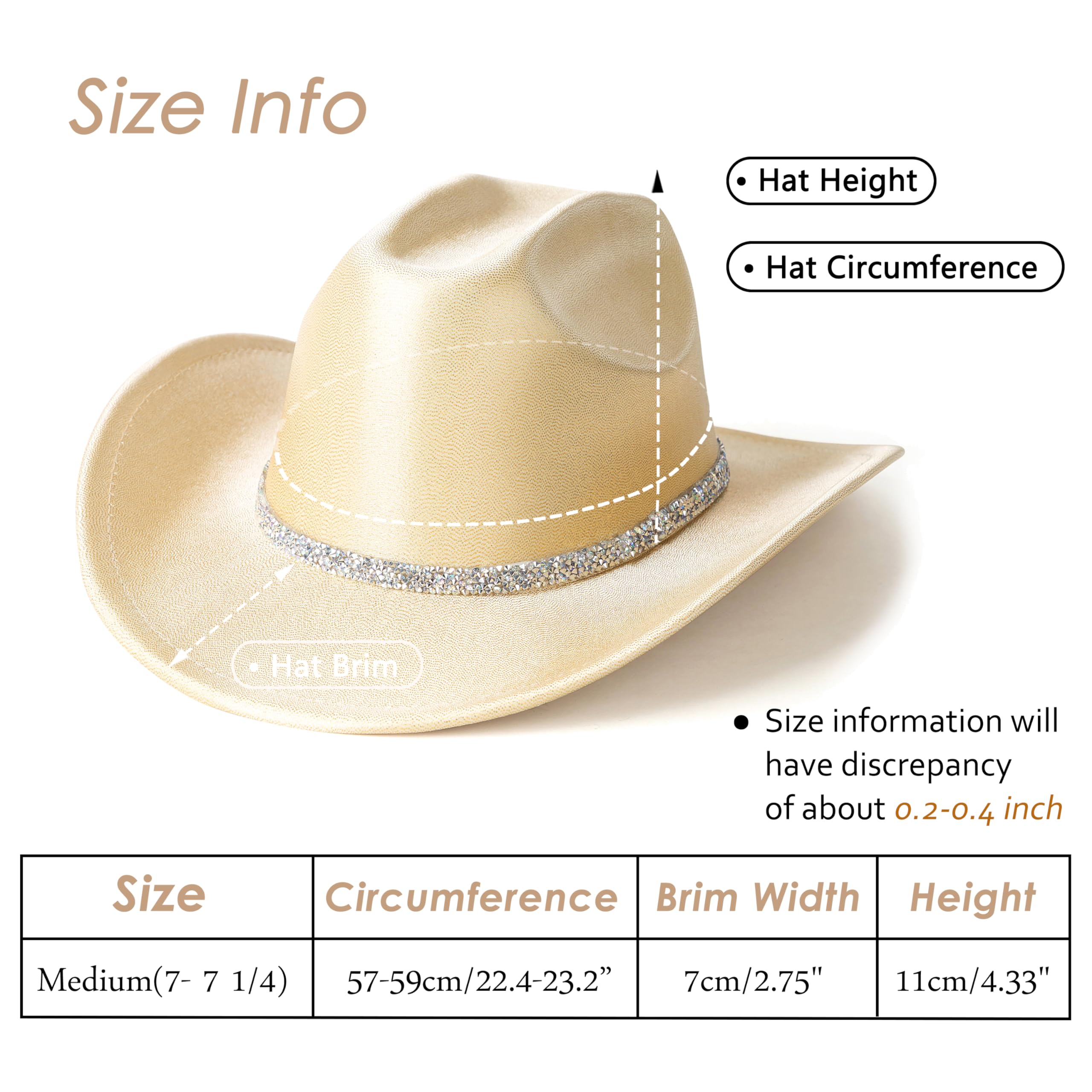 Sparkly Lisianthus Cowboy Hat for Women & Men - Glitter Cowgirl Hat for Parties, Disco, Rodeo & Western Events - Perfect for Country Concerts, Halloween & Costume Parties
