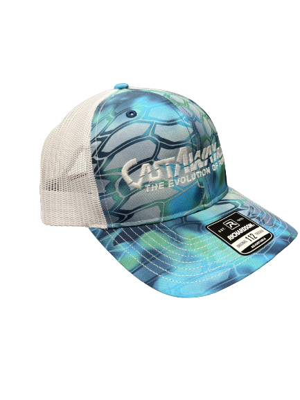 CastAway Logo Richardson Hat - Pontus/White Kryptek Design - Perfect for Outdoor Adventures, Hiking, and Casual Wear
