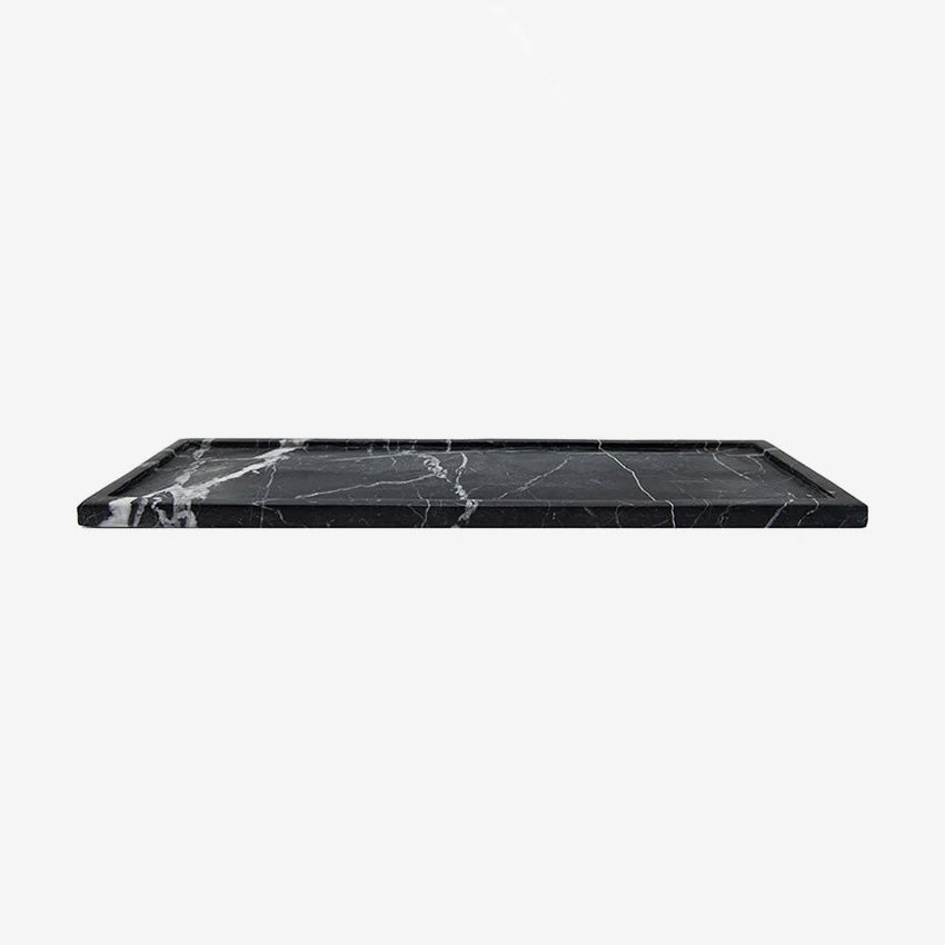 Belle de Provence Long Black Marble Display Tray - Elegant Serving Tray for Dining Table, Coffee Table Decor, Jewelry Organizer, Bathroom Vanity & Home Decor