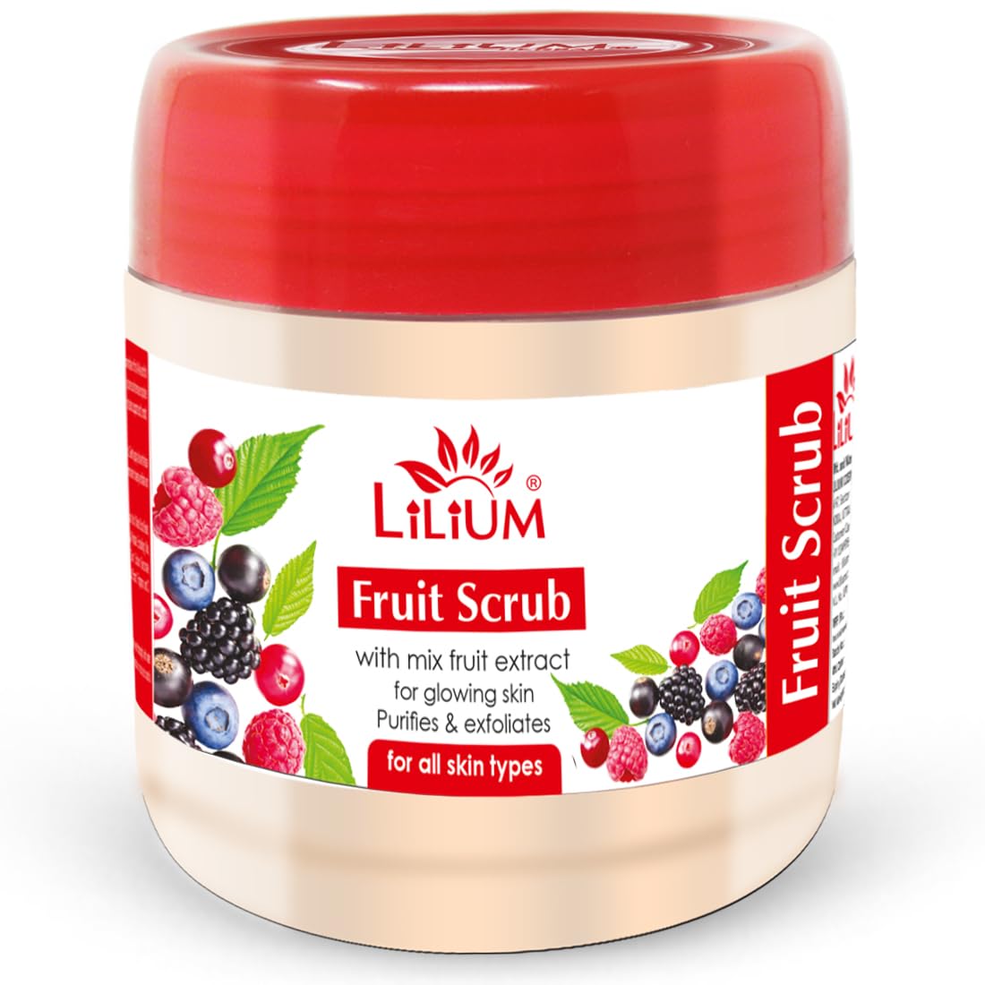 Lilium Fruit Face Scrub with Antioxidants - Natural Exfoliator with Fruit Extracts & Olive Oil for Dead Skin Cell Removal (500g) - Perfect for Daily Skincare Routine & Glowing Complexion