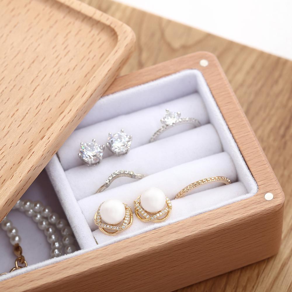 Luxury Magnetic Wooden Jewelry Box Organizer - Travel Jewelry Case for Necklace, Earrings & Rings - Perfect for Home Storage, Travel & Gifts